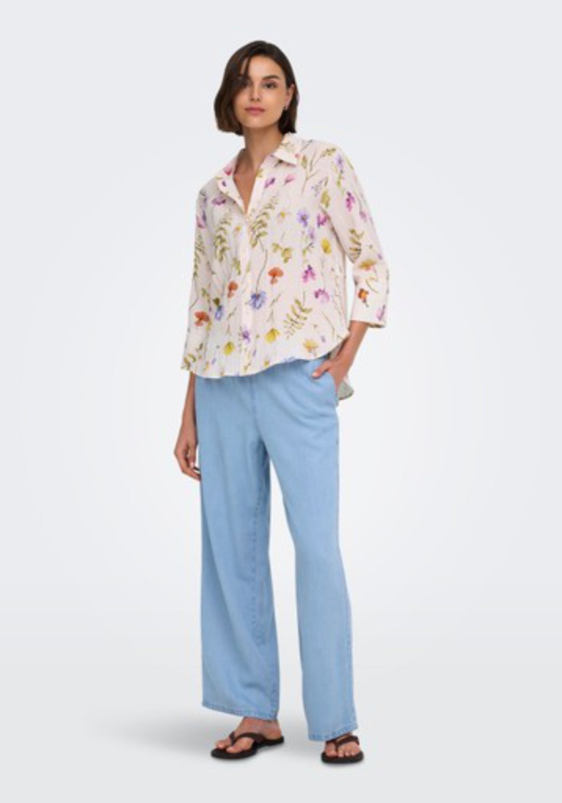 Mira Medium Rise Wide String Pant - Blue Denim