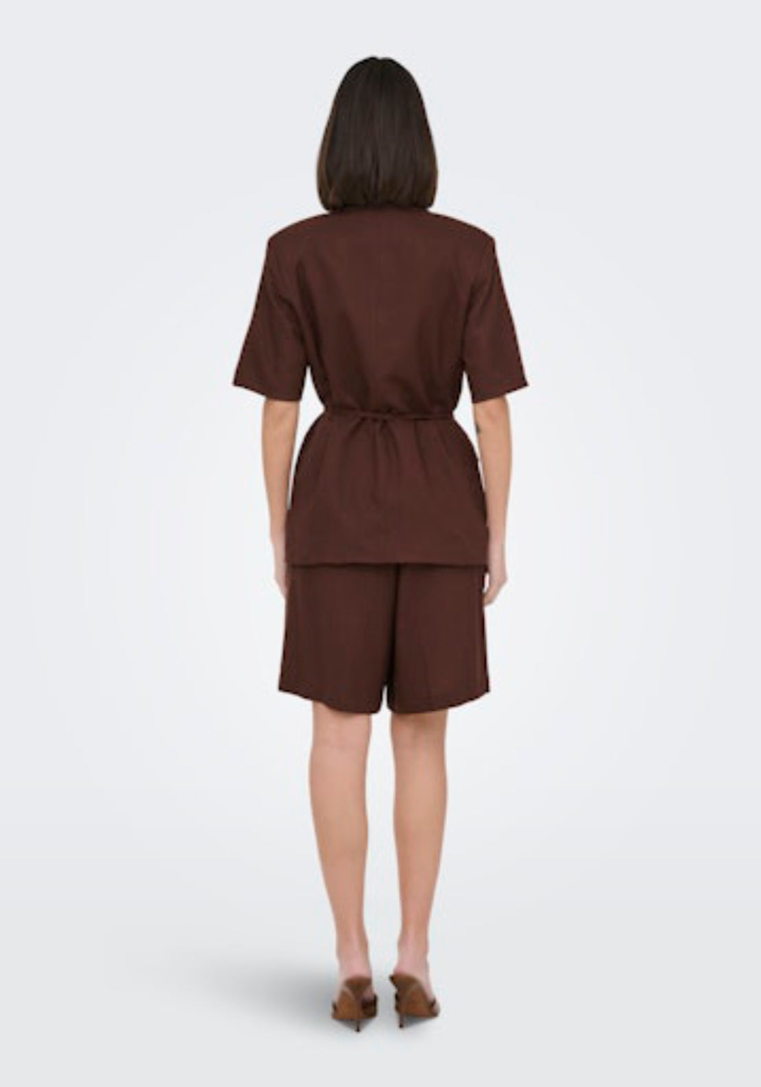 Jdy Naomi Linen Short Sleeve Belt Blazer - Chicory Coffee 2 Shaws Department Stores