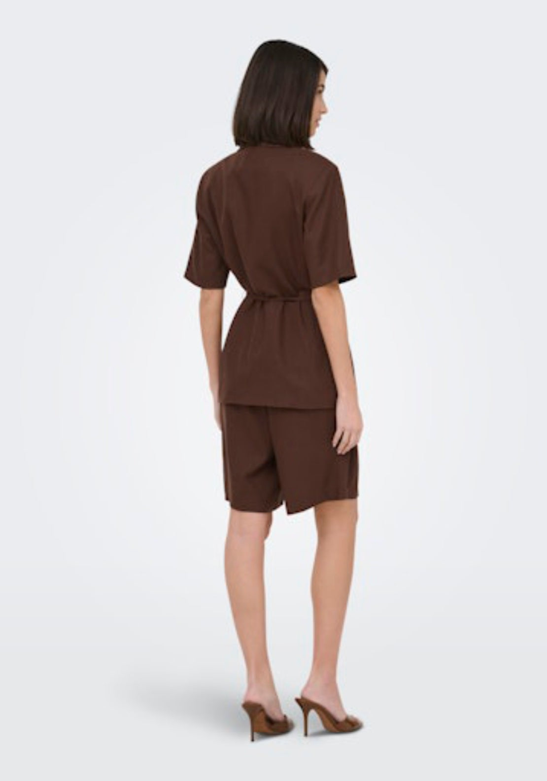Jdy Naomi Linen Medium Waist Bermuda Shorts - Chicory Coffee 2 Shaws Department Stores