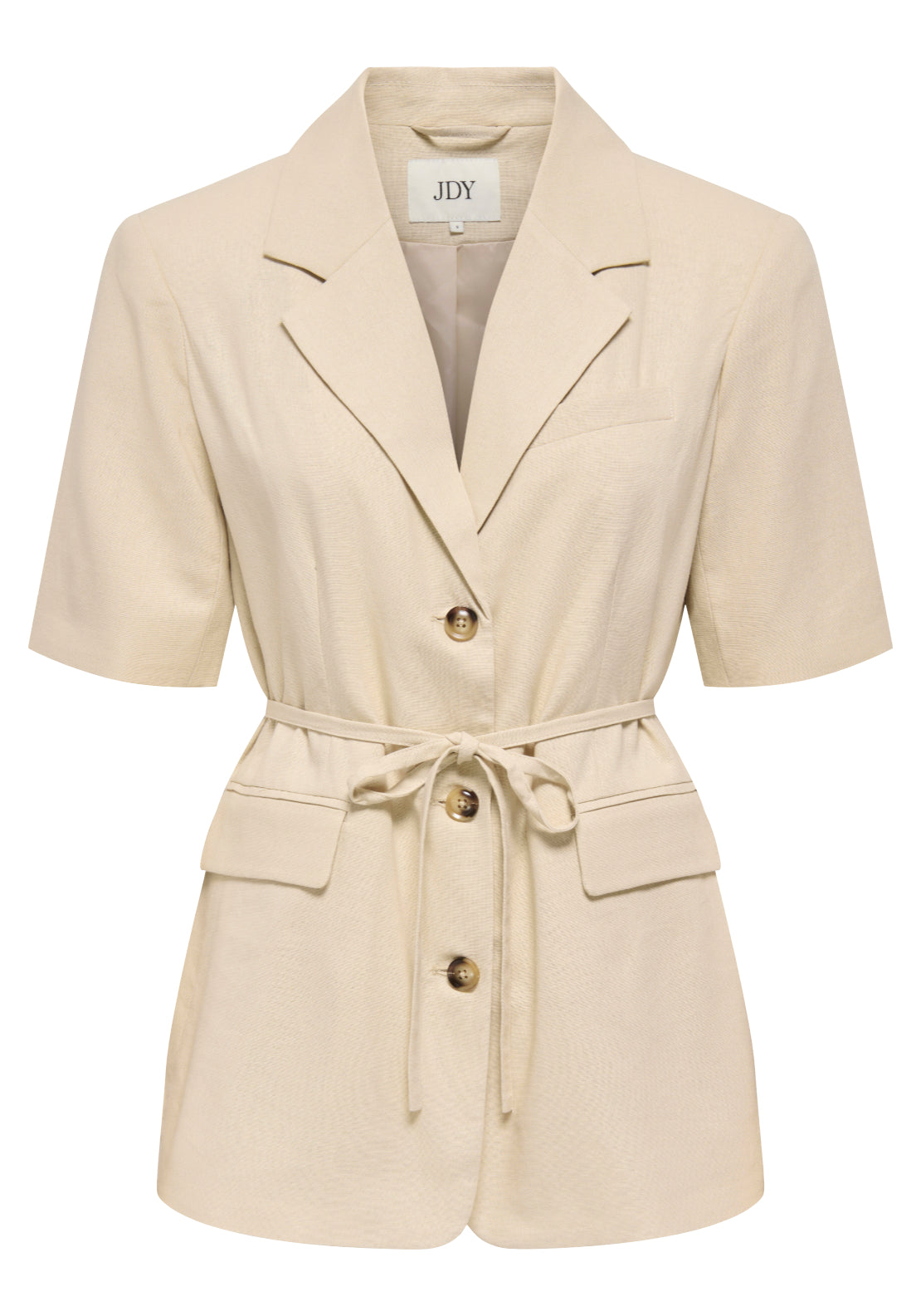 Jdy Naomi Linen Short Sleeve Belt Blazer - Wheat 1 Shaws Department Stores