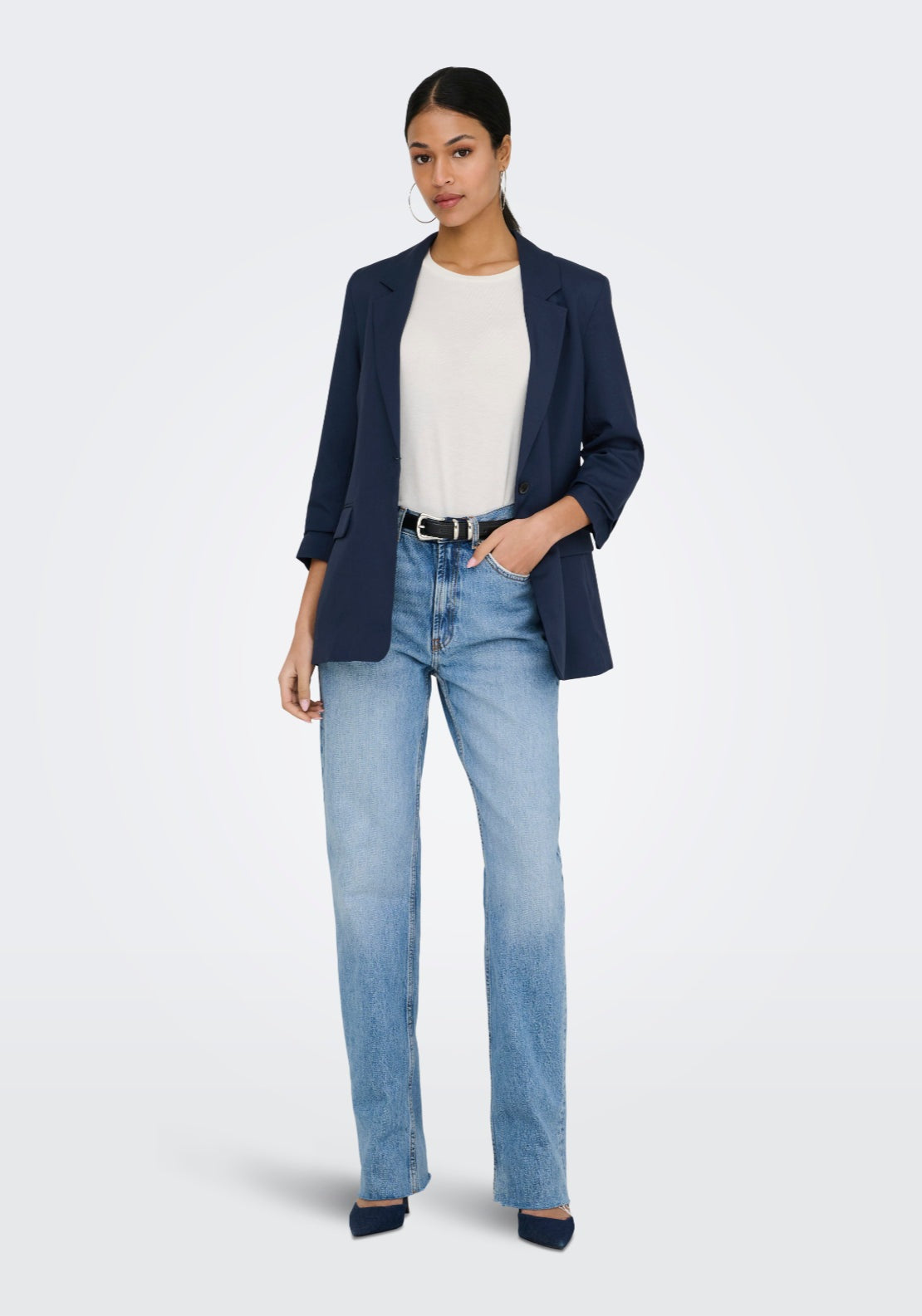 Jdy Eliza 3/4 Blazer - Black Iris 3 Shaws Department Stores