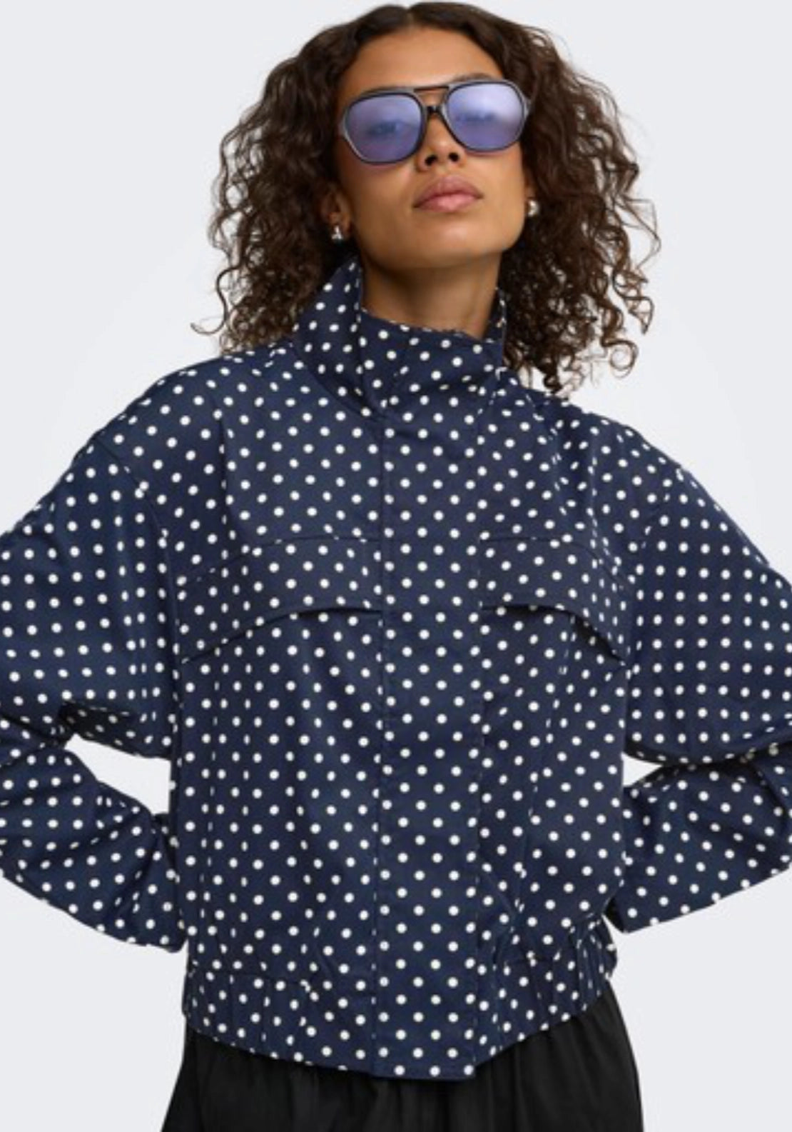 Jdy Naomi Long Sleeve Jacket - Sky Captain White Dots 4 Shaws Department Stores