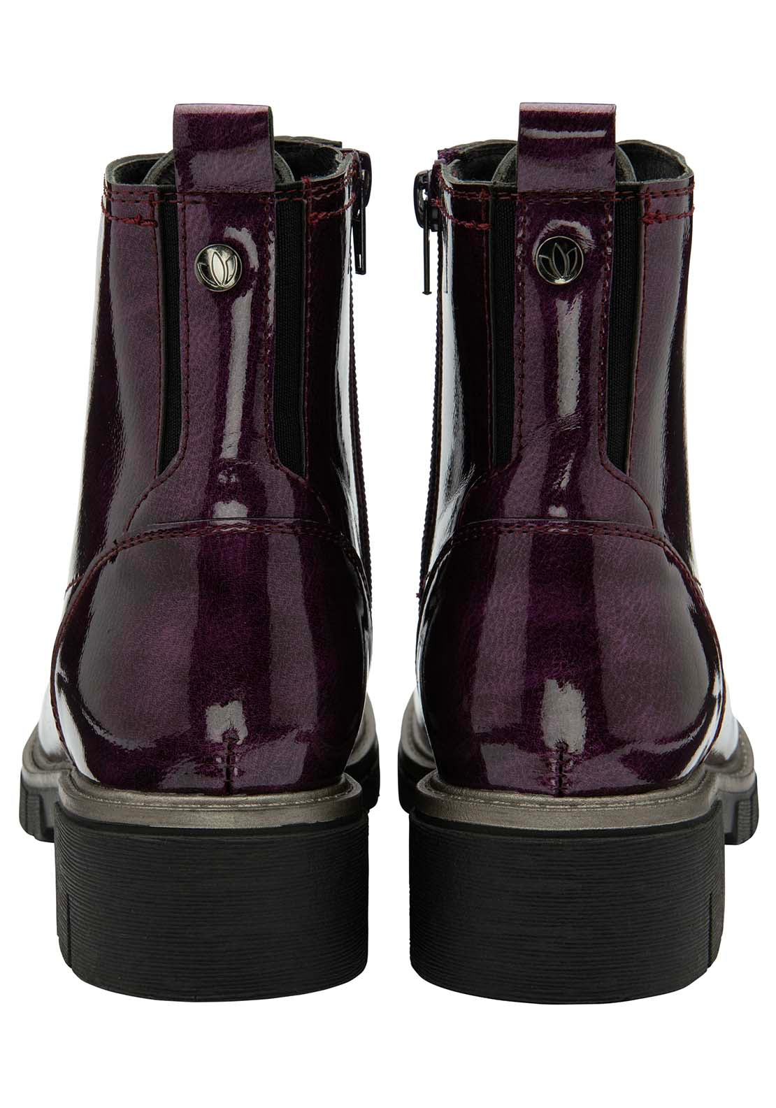 Lotus Jojo Ladies Patent Lace Biker Style Boot - Purple Patent 2 Shaws Department Stores