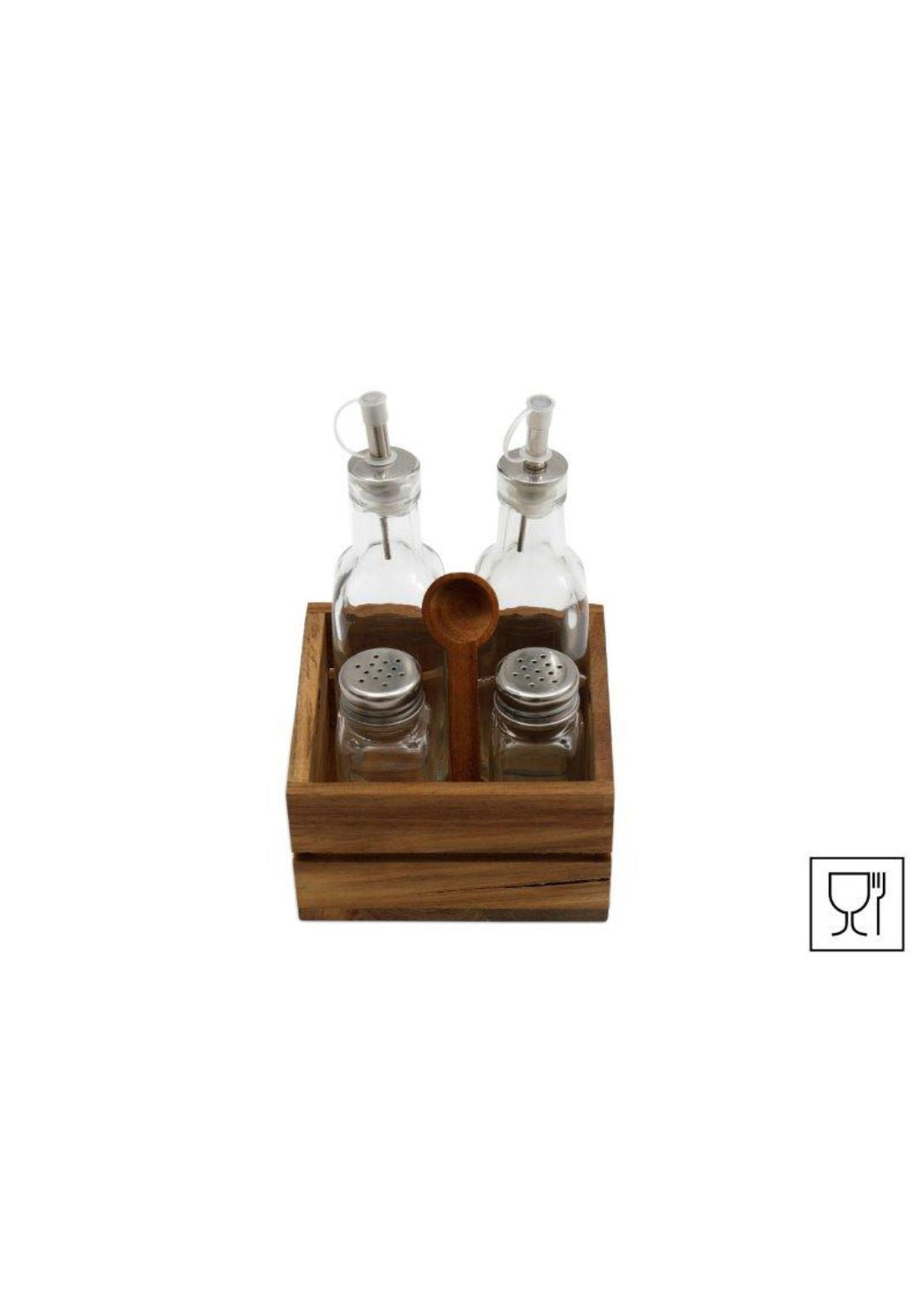 4 Piece Condiment Set with Acadia Holder - Multi