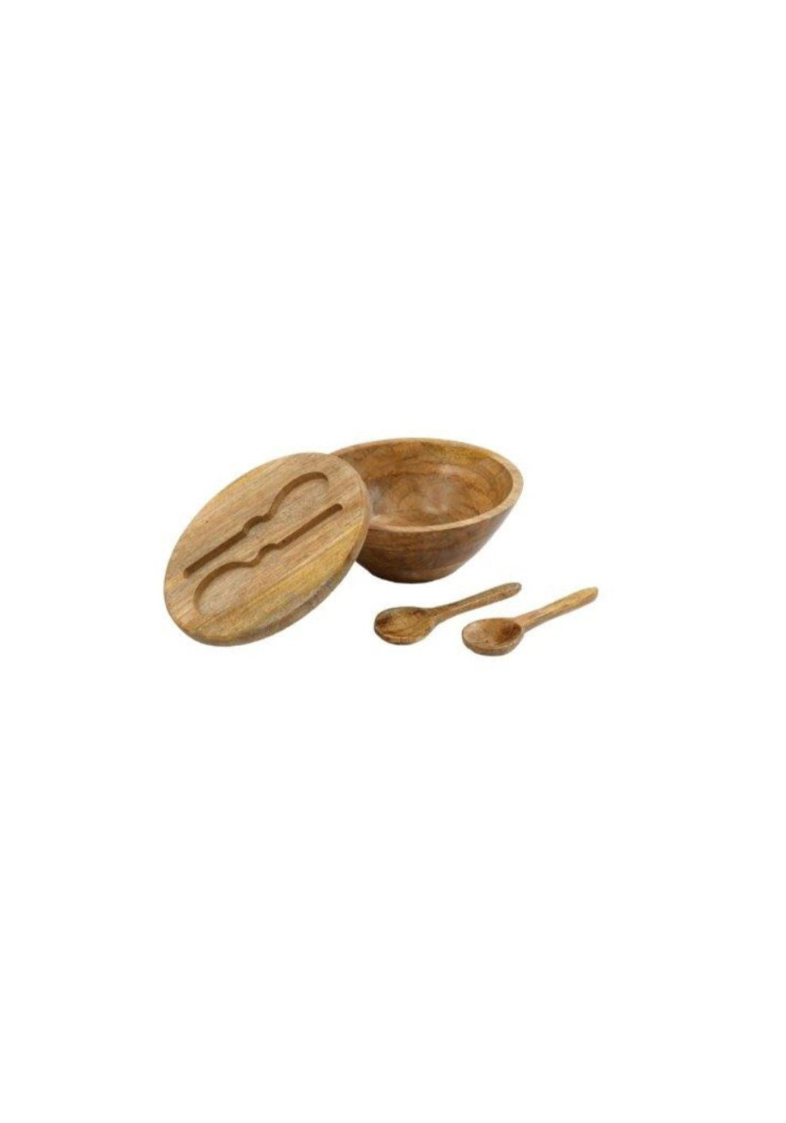 Wooden Bowl With 2 Spoons - Blue