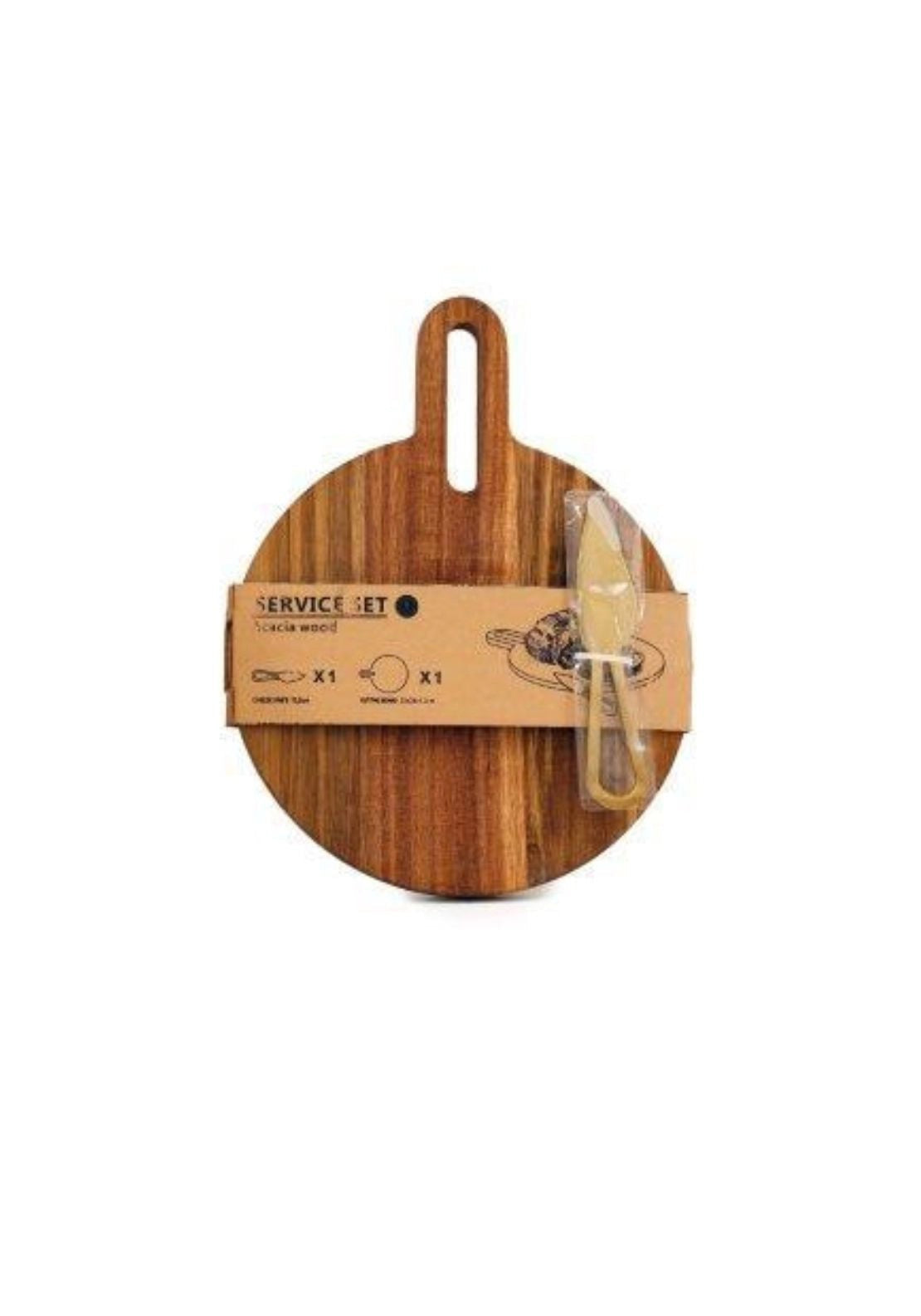 Wooden Serving Board With Knife - Multi