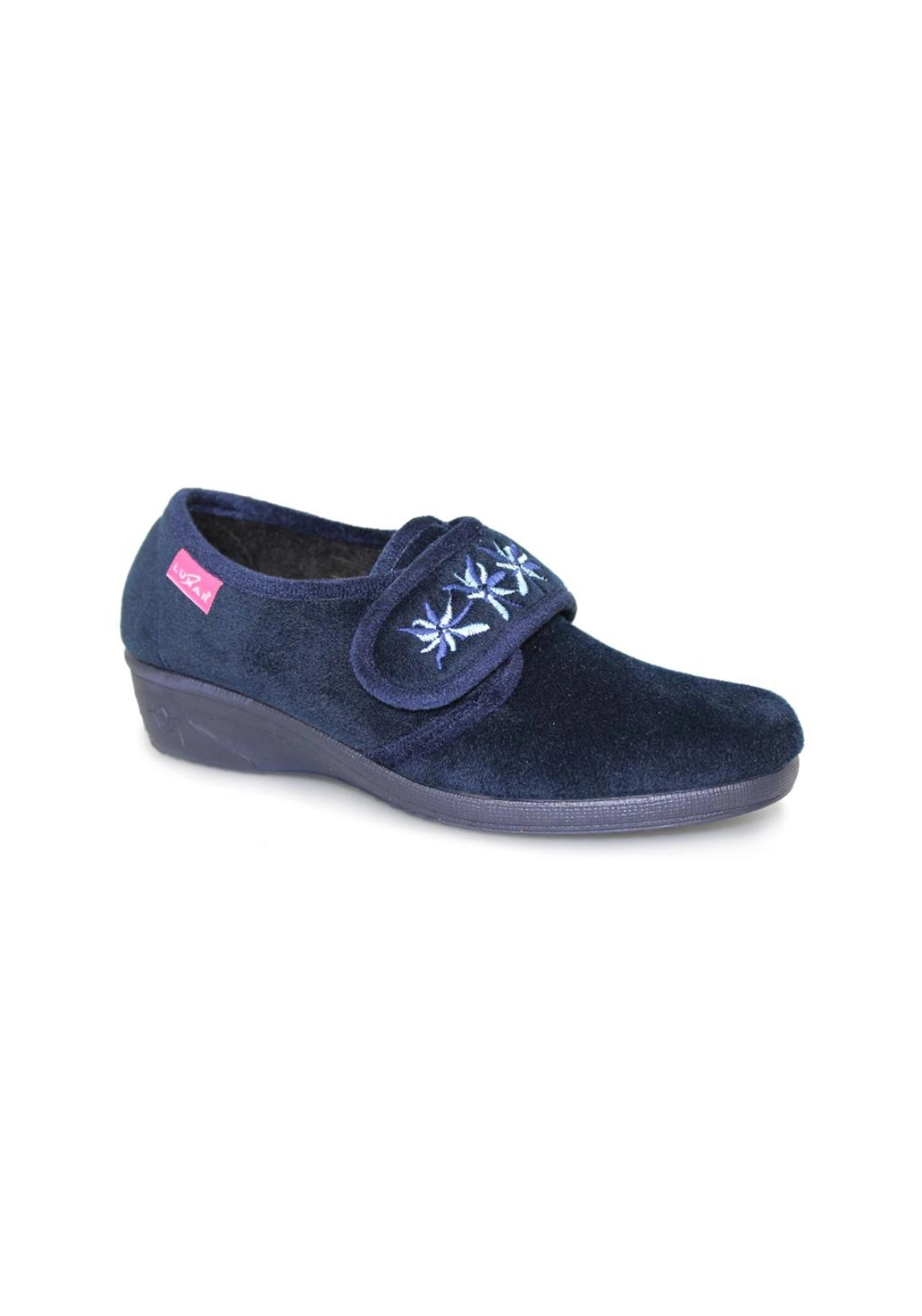 Lunar Paula II Velcro Ladies Slipper - Blue 1 Shaws Department Stores