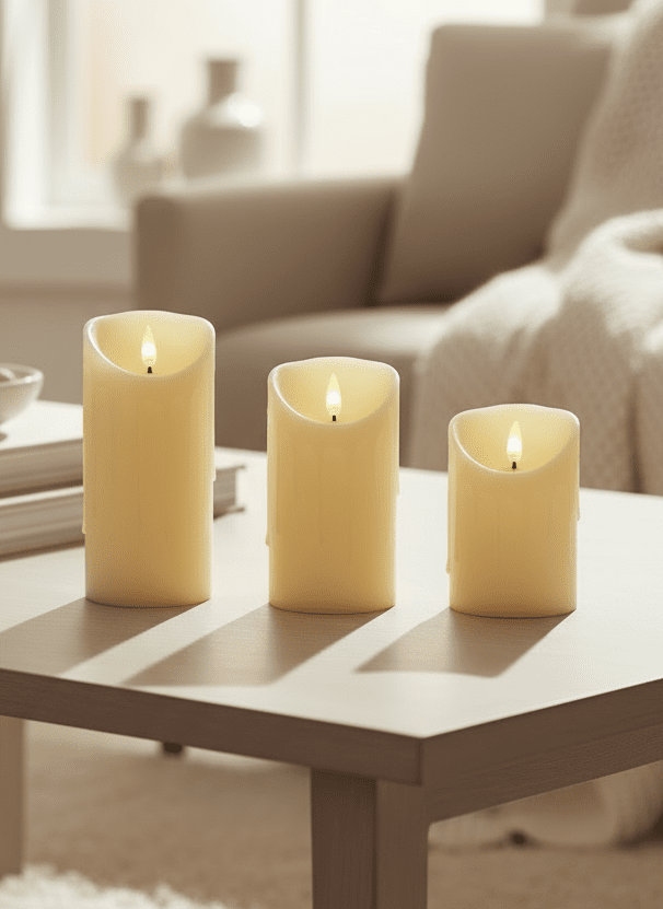 The Home Christmas Set Of 3 LED Cream Candles 1 Shaws Department Stores