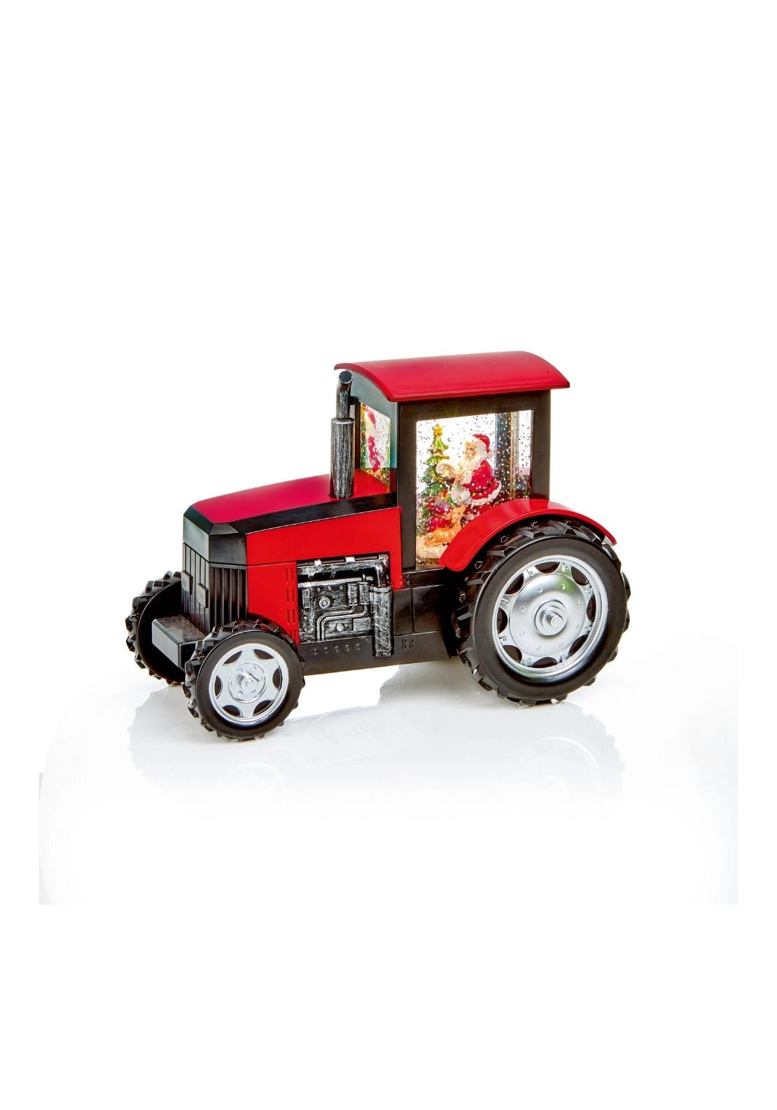 LED Musical Tractor With Santa Water Spinner - Red