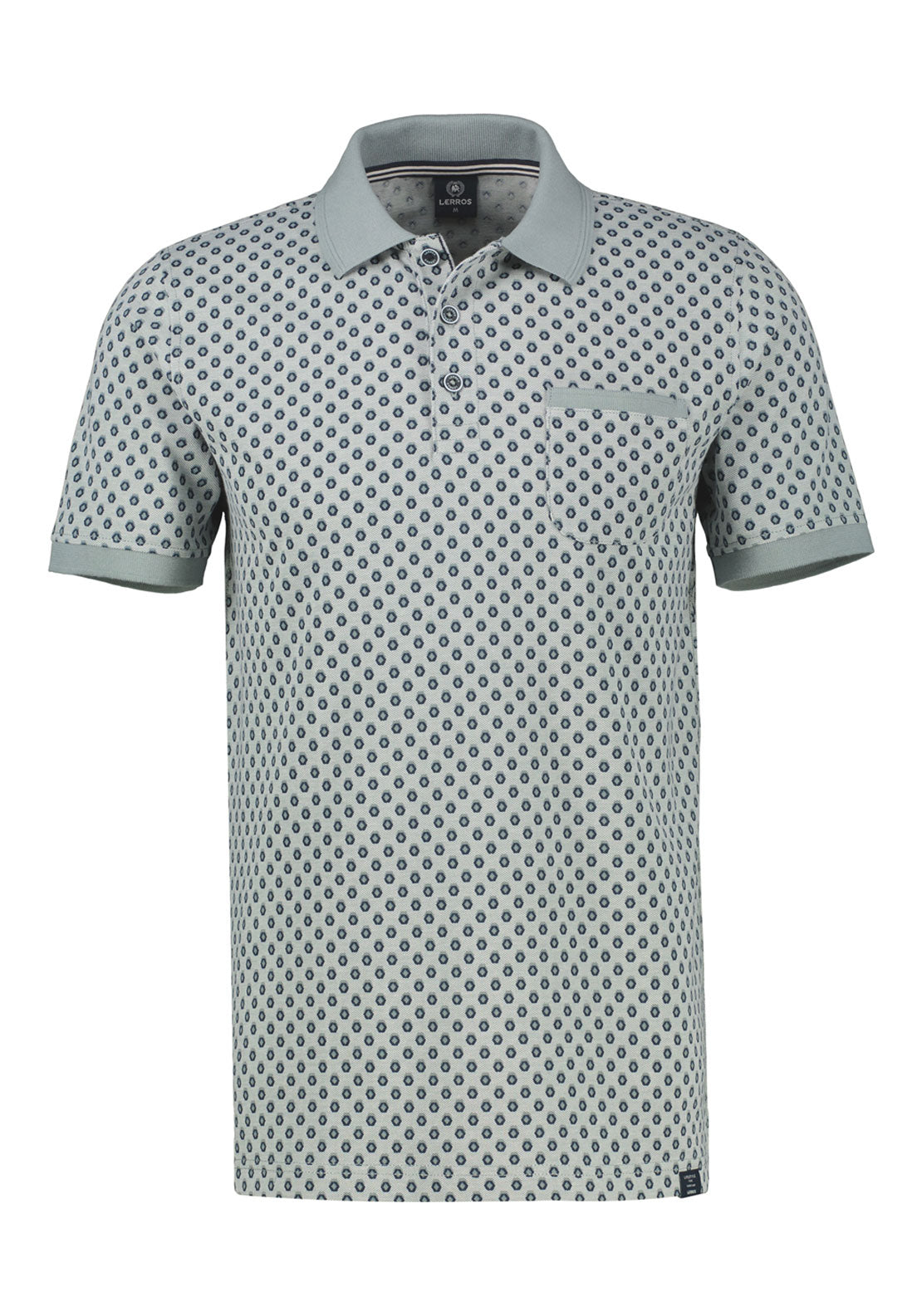 Lerros Two Tone All Over Print Polo Shirt - Grey 3 Shaws Department Stores