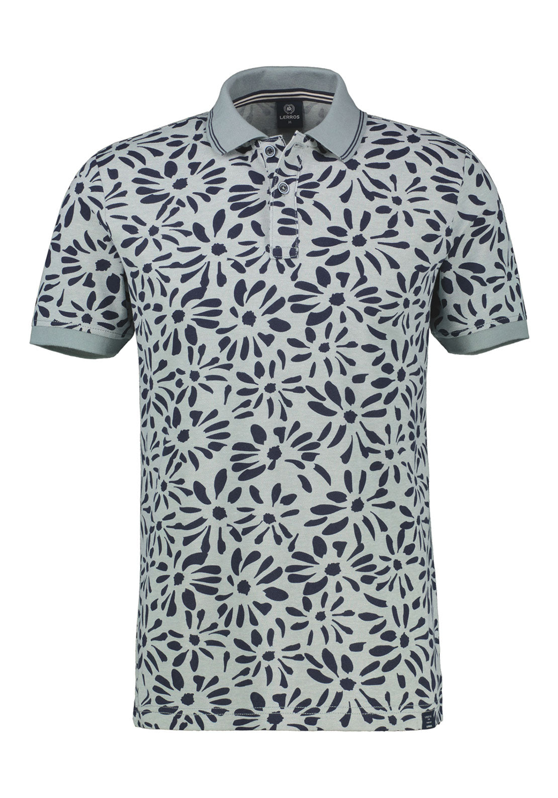 Lerros Short Sleeve Print Polo Shirt - Grey 1 Shaws Department Stores