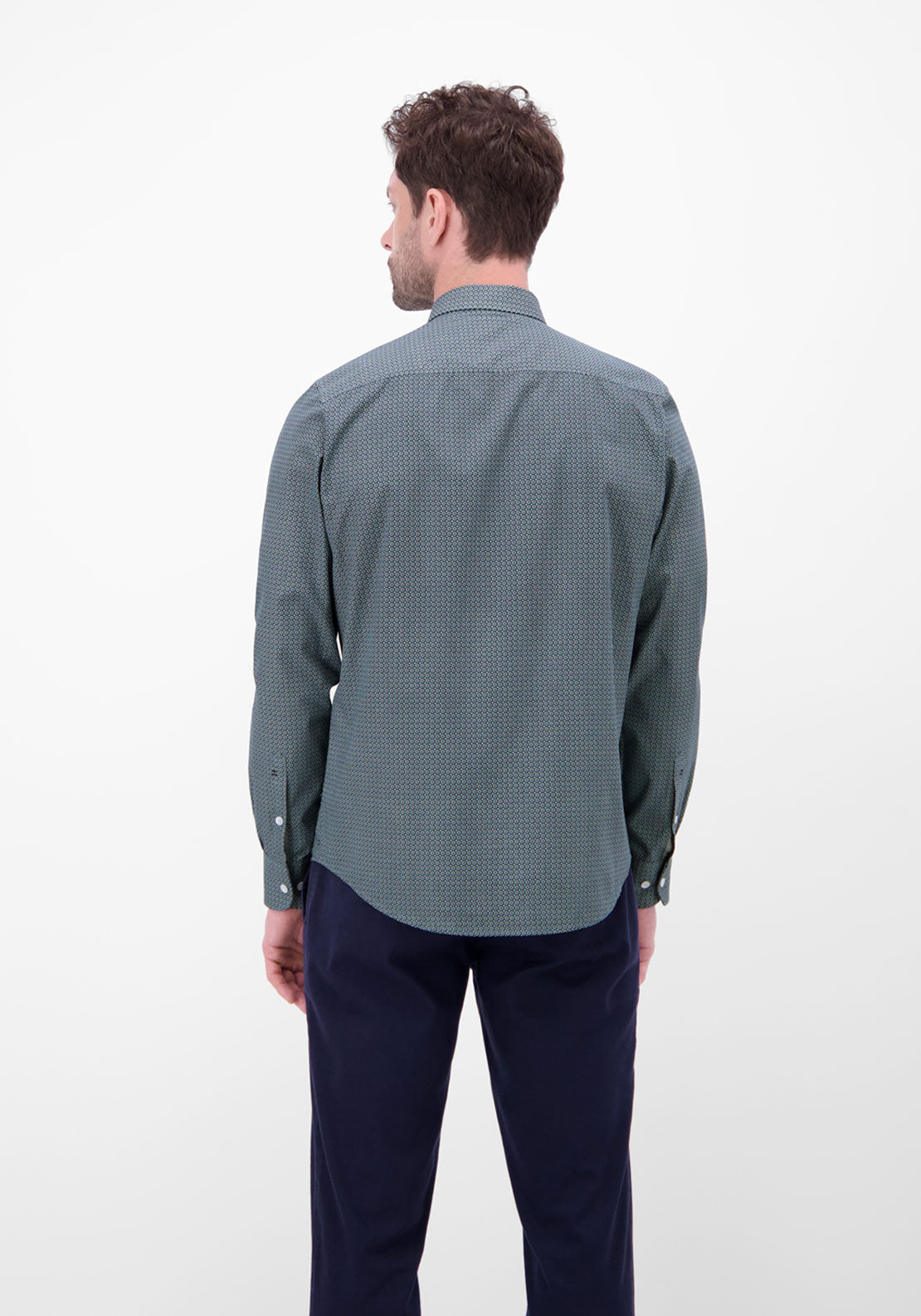Lerros Long Sleeve Print Shirt - Blue 2 Shaws Department Stores