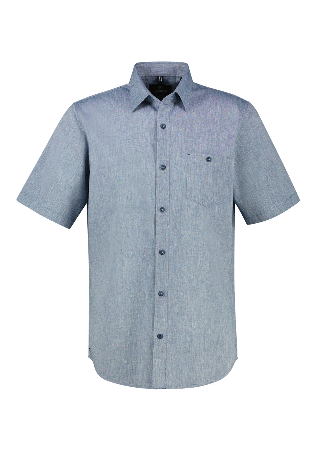Lerros Short Sleeve Solid Casual Shirt - Blue 4 Shaws Department Stores