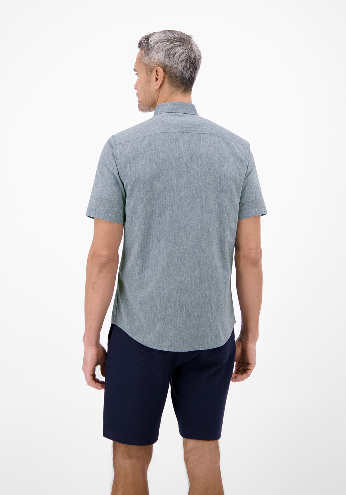 Lerros Short Sleeve Solid Casual Shirt - Blue 2 Shaws Department Stores