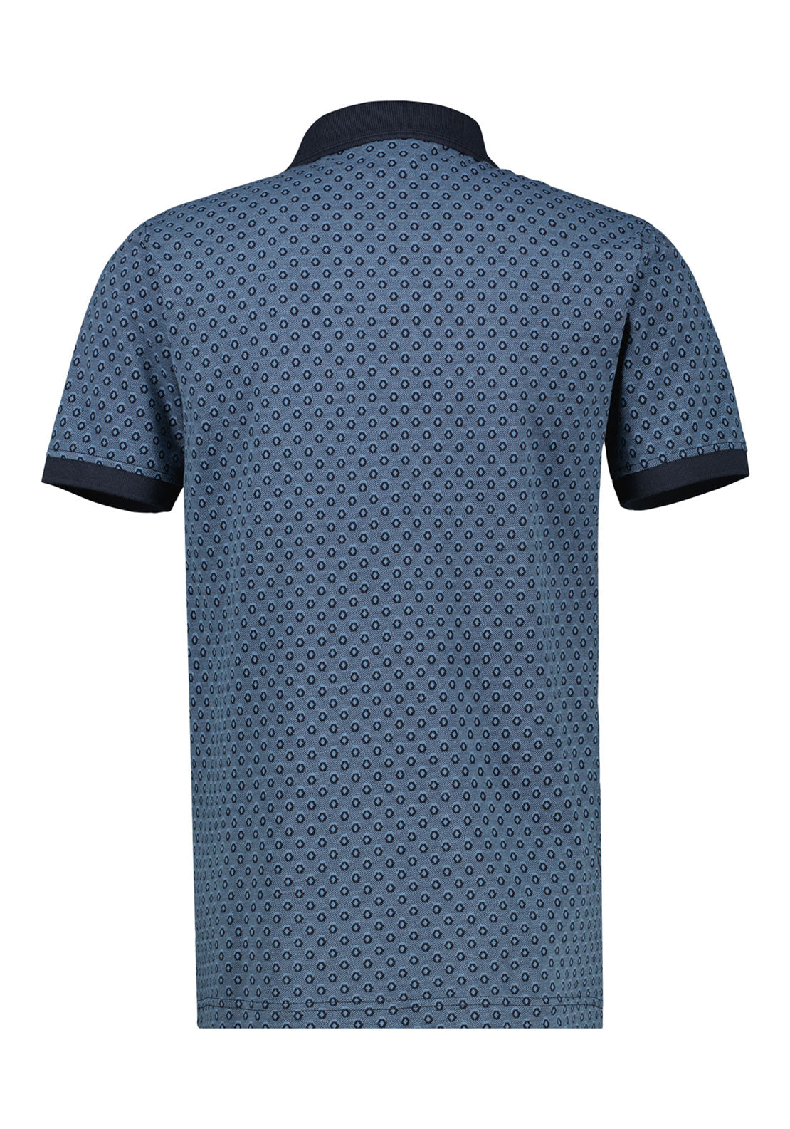 Lerros Two Tone All Over Print Polo Shirt - Navy 3 Shaws Department Stores
