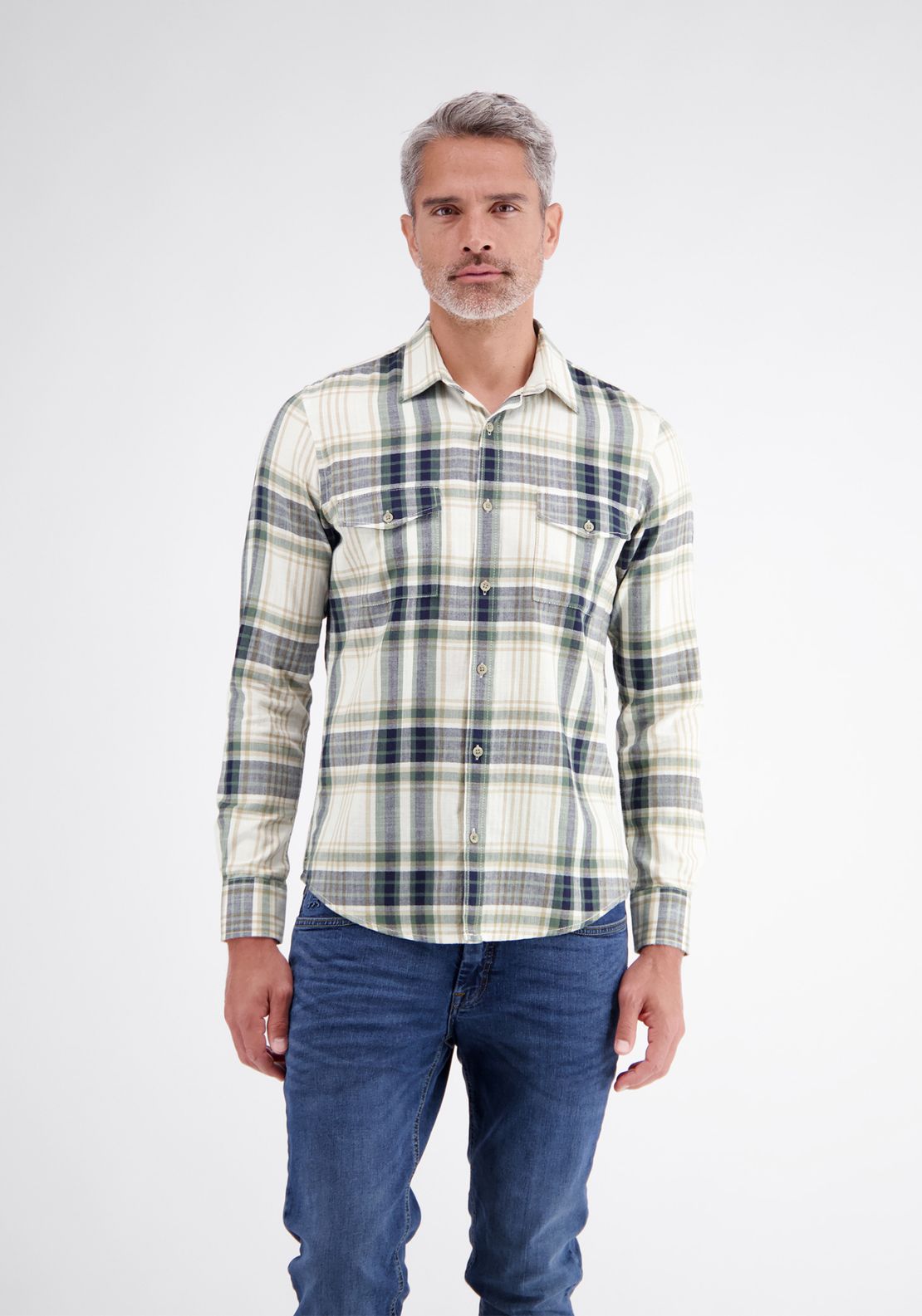 Classic Long Sleeve Check Shirt - White
