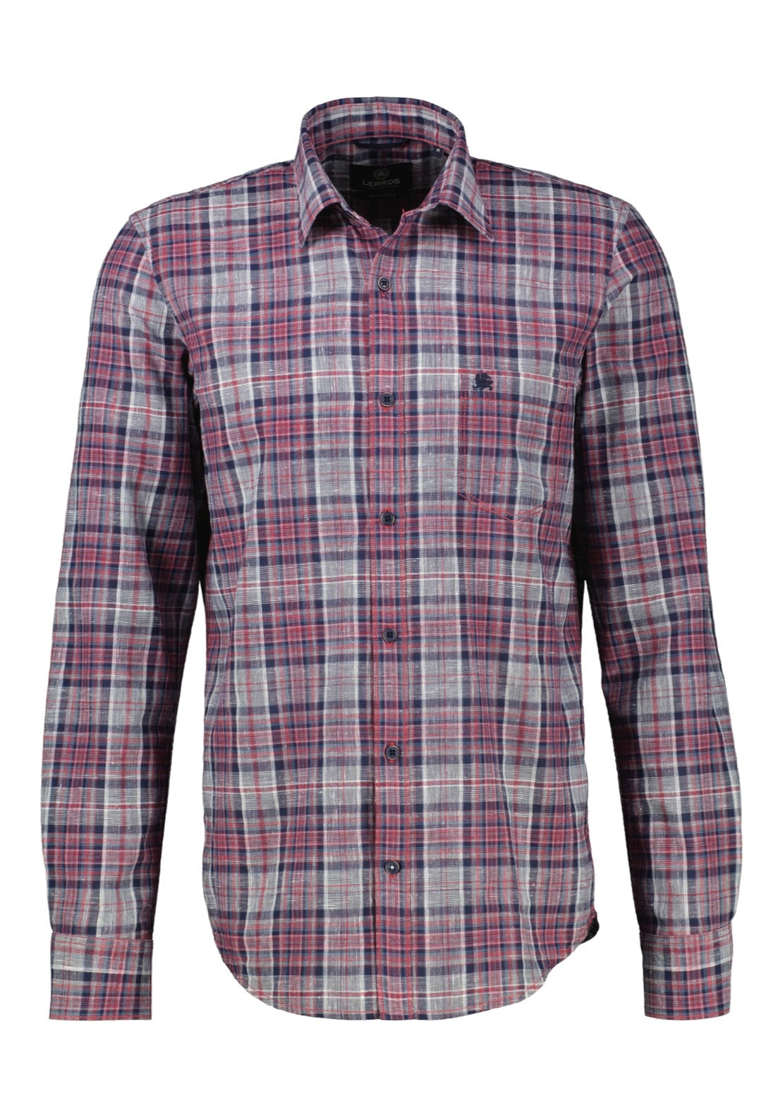 Lerros Classic Long Sleeve Check Shirt - Muted Red 1 Shaws Department Stores