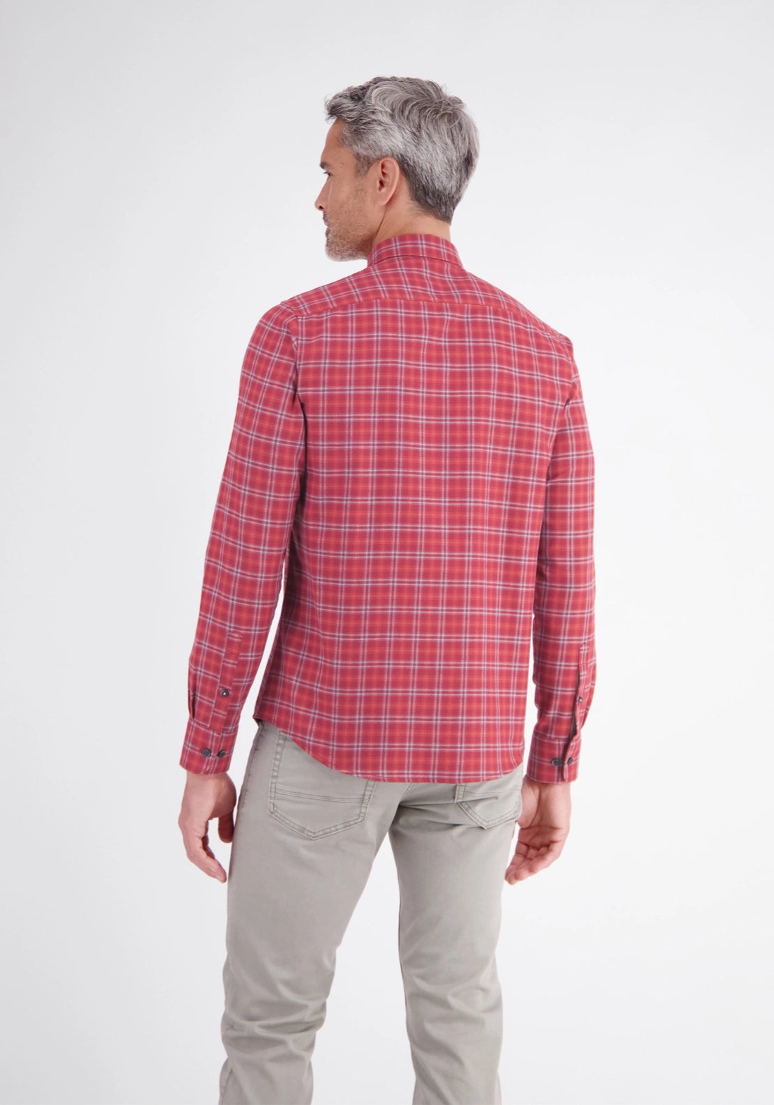 Lerros Classic Long Sleeve Check Shirt - Muted Red 2 Shaws Department Stores