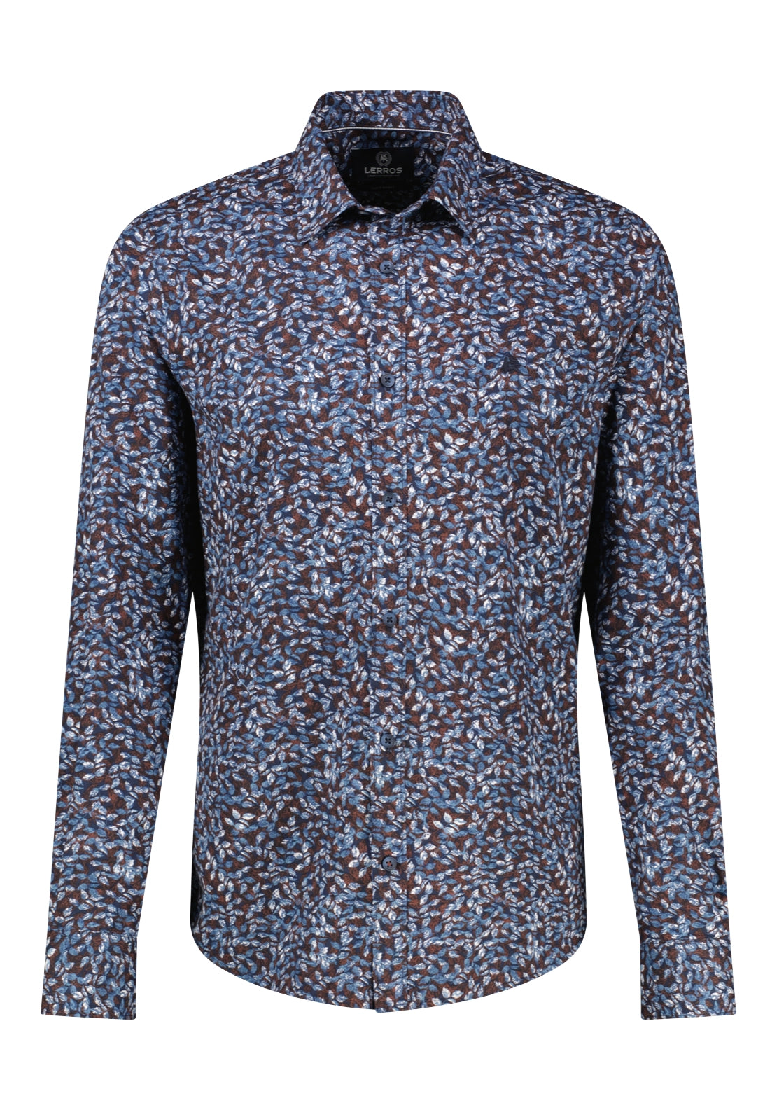 Classic Long Sleeve Print Cotton Shirt - Maroon Red