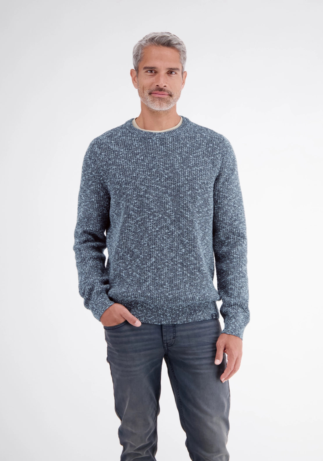 Crew Neck Wool Blend Knitwear - Blue