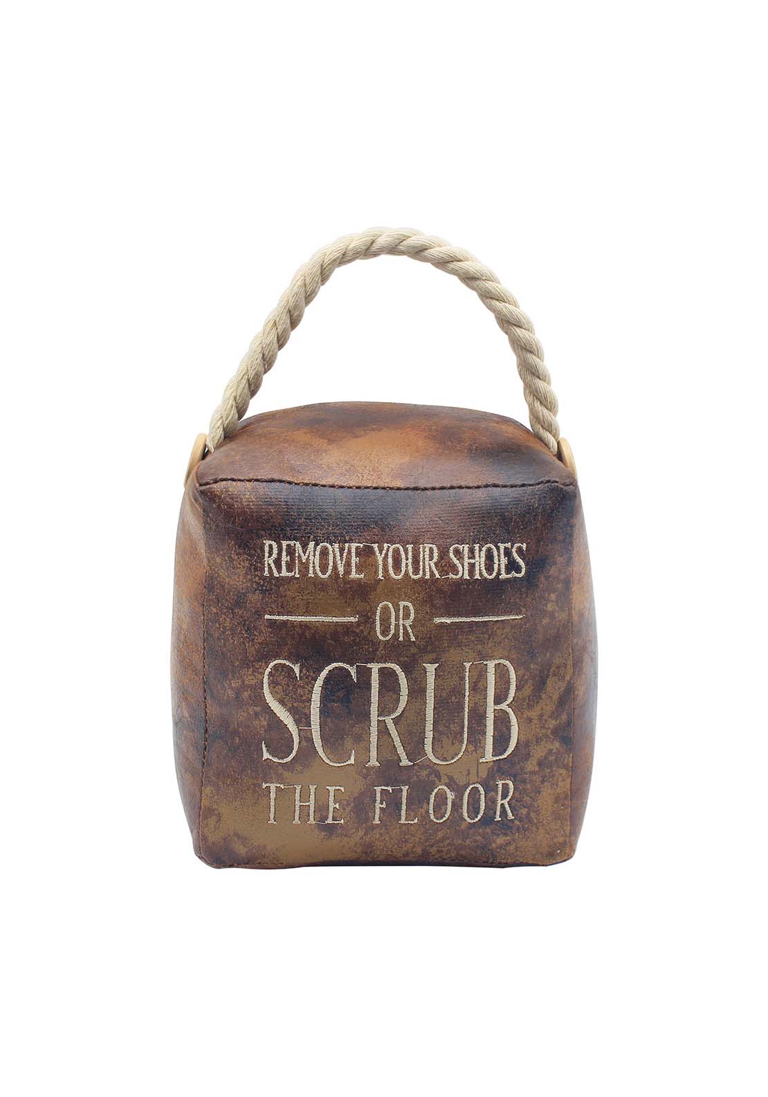 Lesser & Pavey Faux Leather Brown Square Doorstop 1 Shaws Department Stores