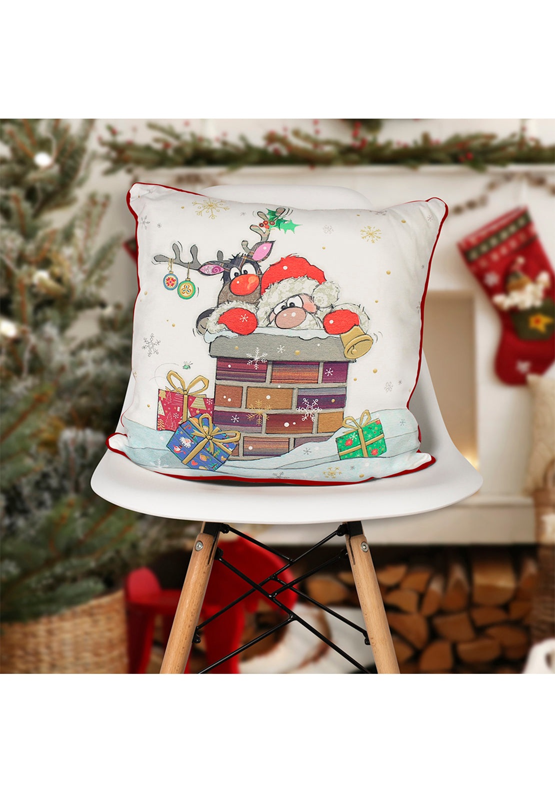 The Home Christmas Christmas Bug Art Santa Cushion 1 Shaws Department Stores