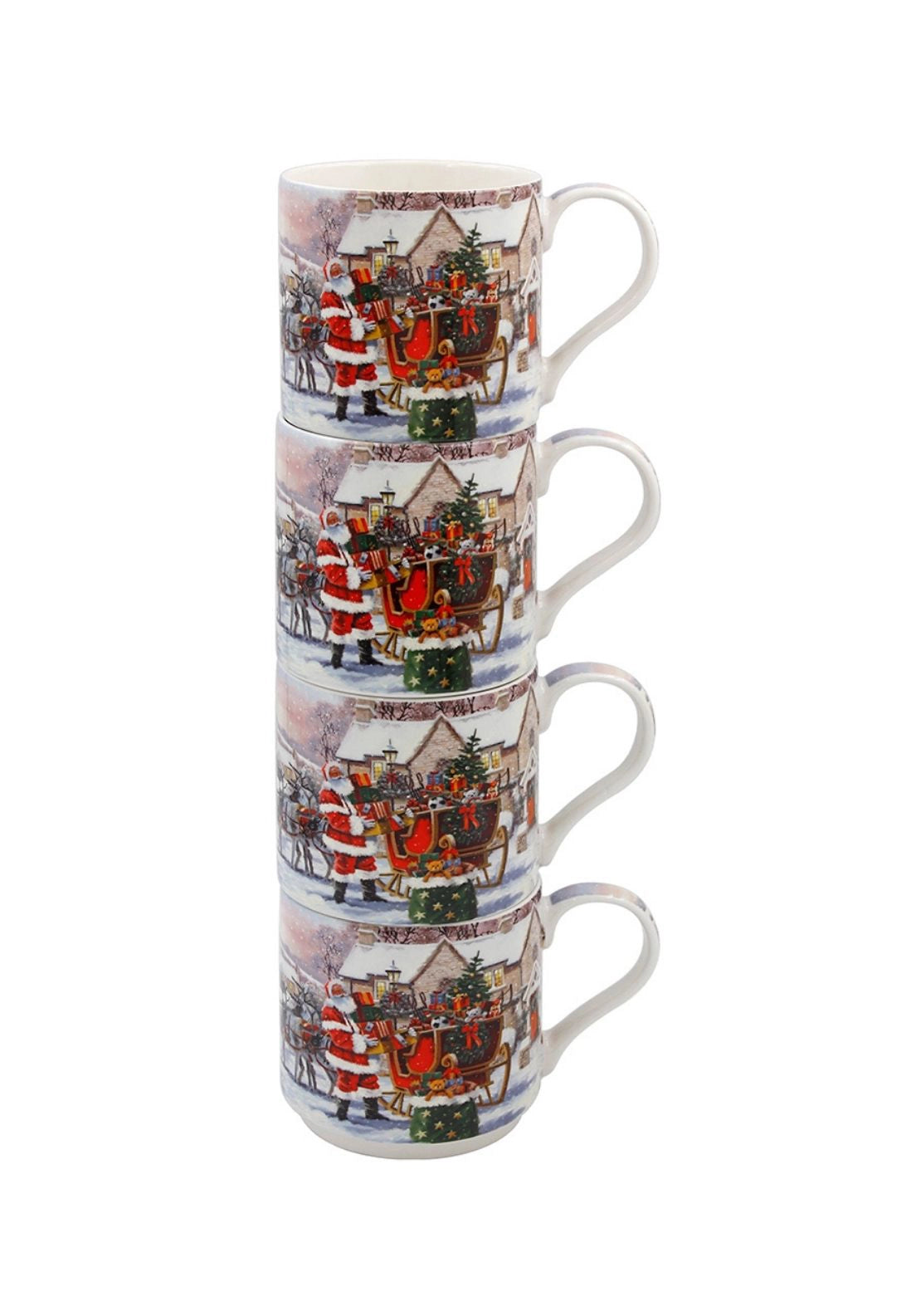 Santa Stacking Mugs Set Of 4 - Multi