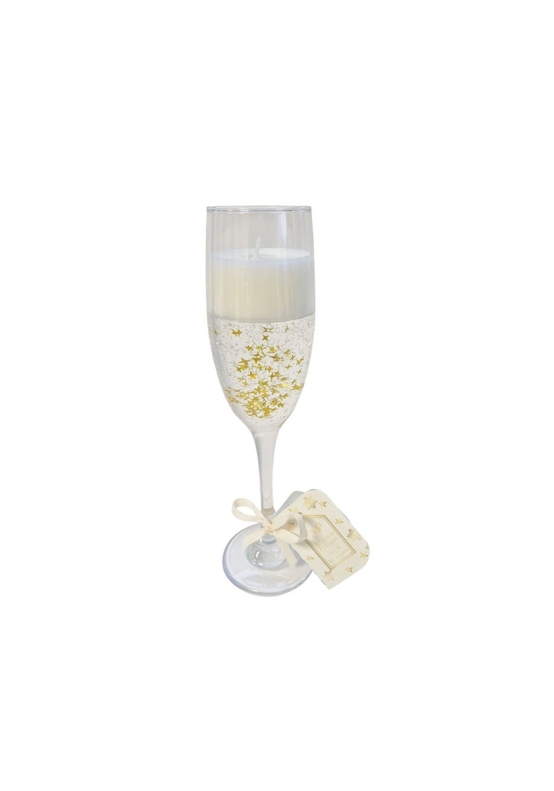 Champagne Glass Gel Candle - White