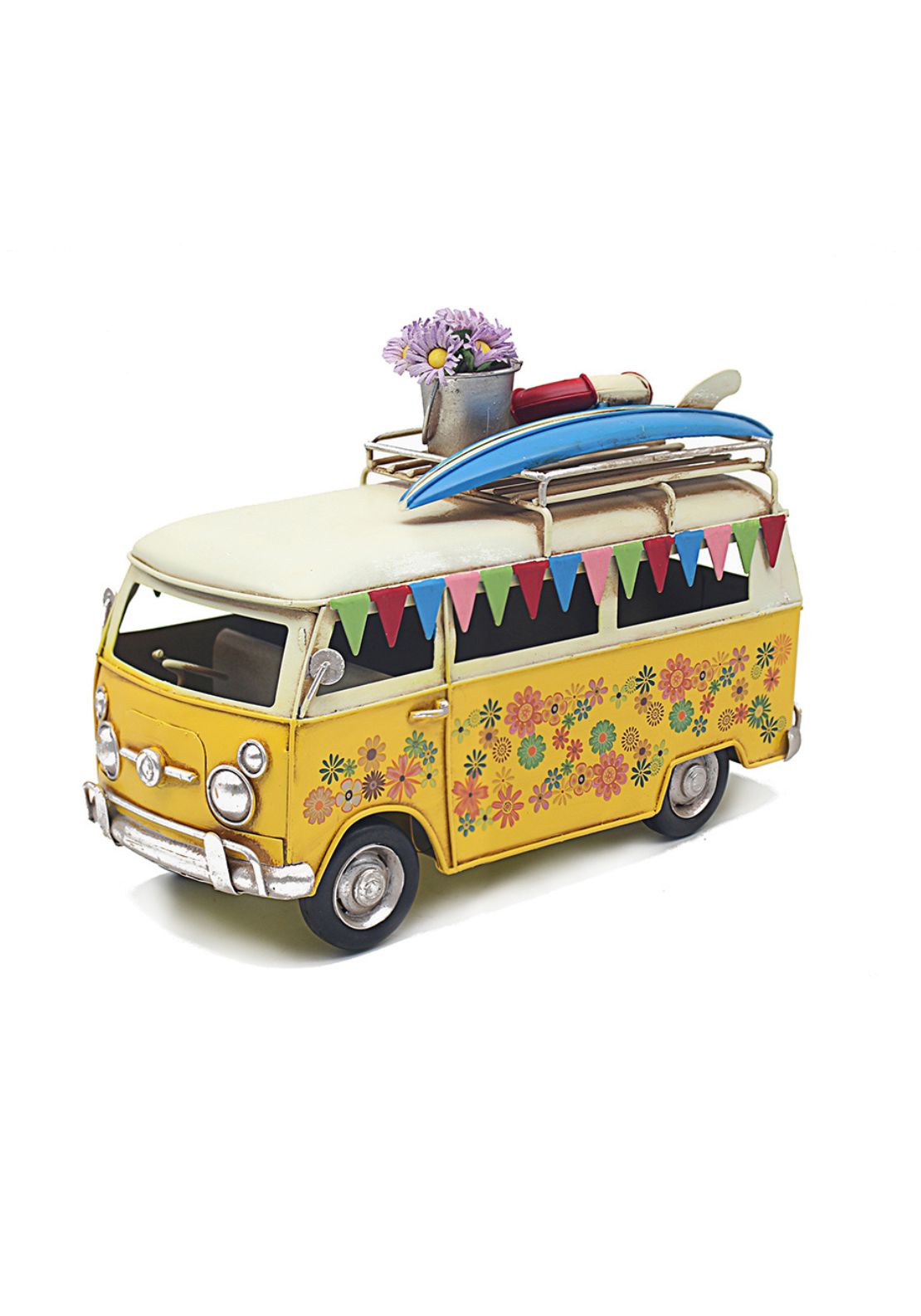 Tin Transport Vintage Camper Van Floral - Yellow 1 Shaws Department Stores