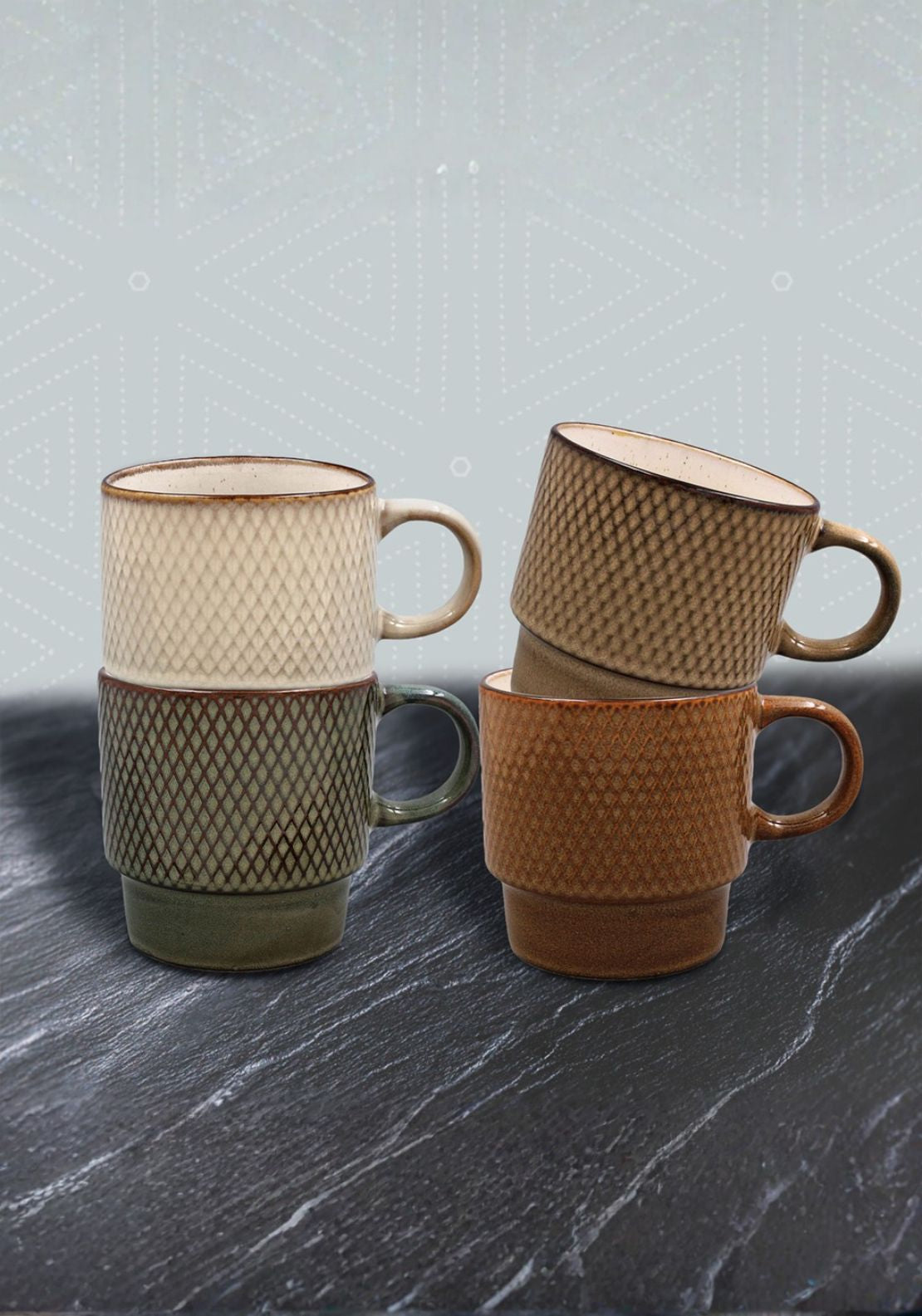 The Home Collection Reactive Glaze Stacking Mugs Set of 4 - Multi 1 Shaws Department Stores