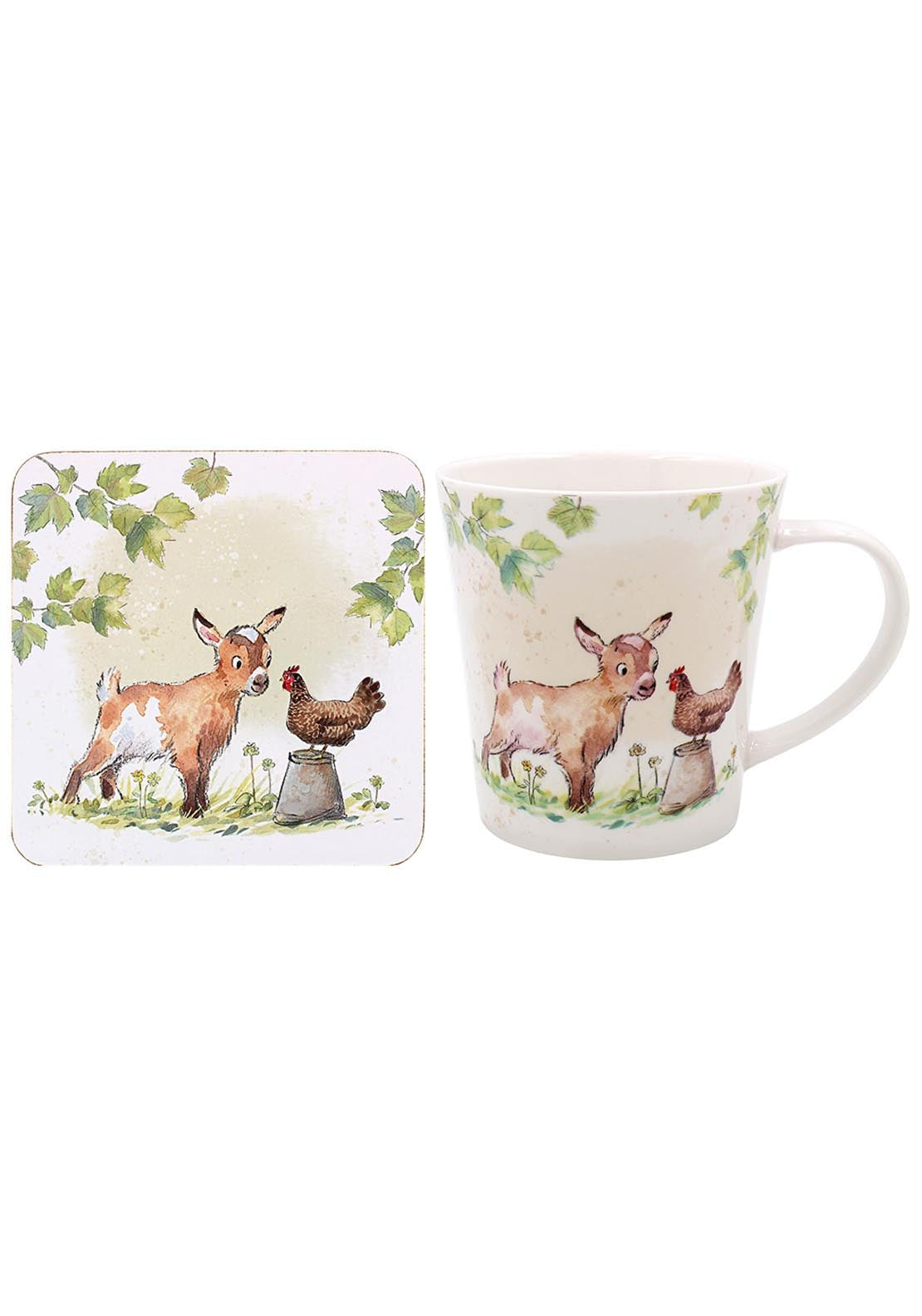 Goat & Hen Mug & Coaster Set - Multi