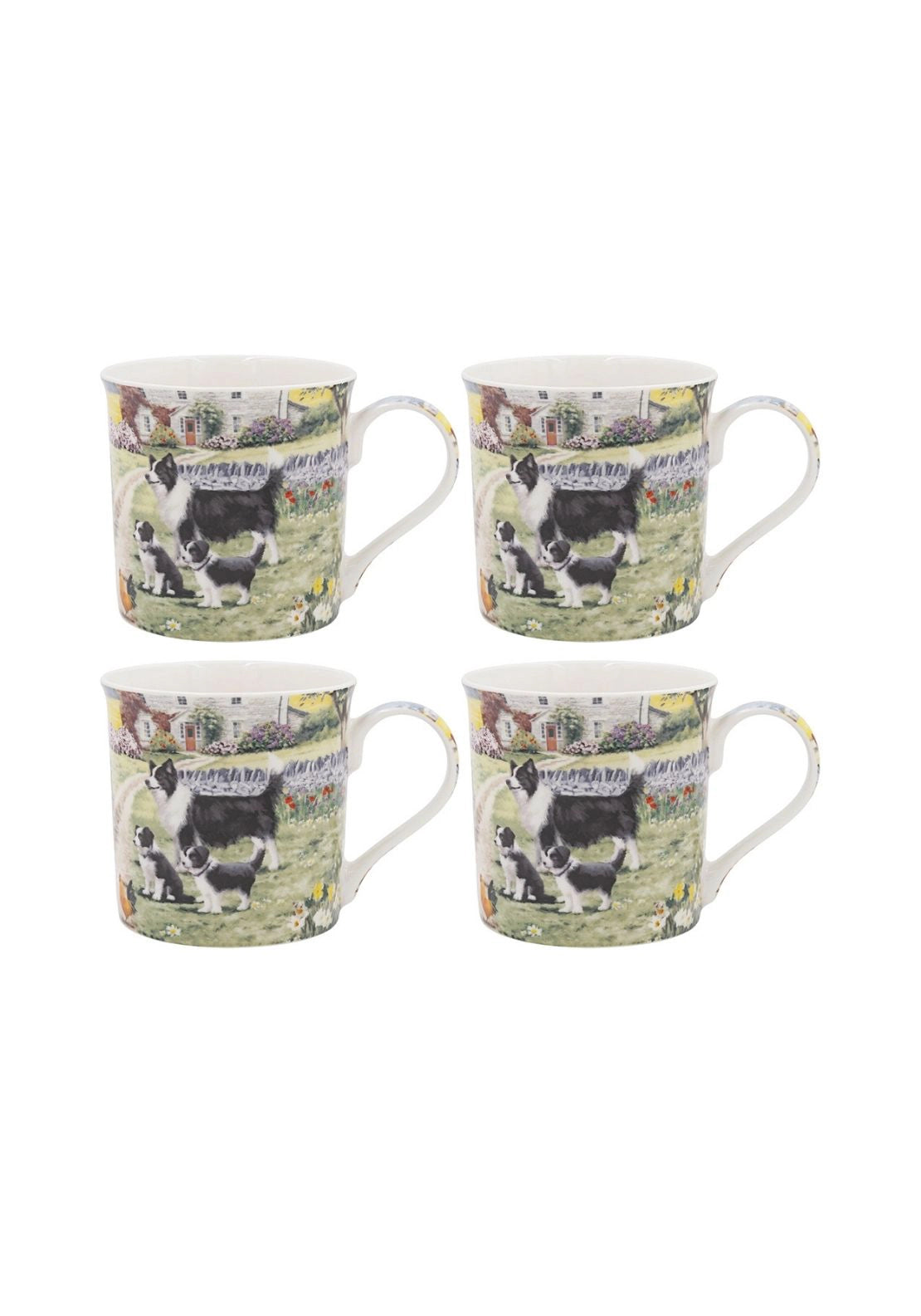 Collie & Sheep Set Of 4 Mugs - Multi