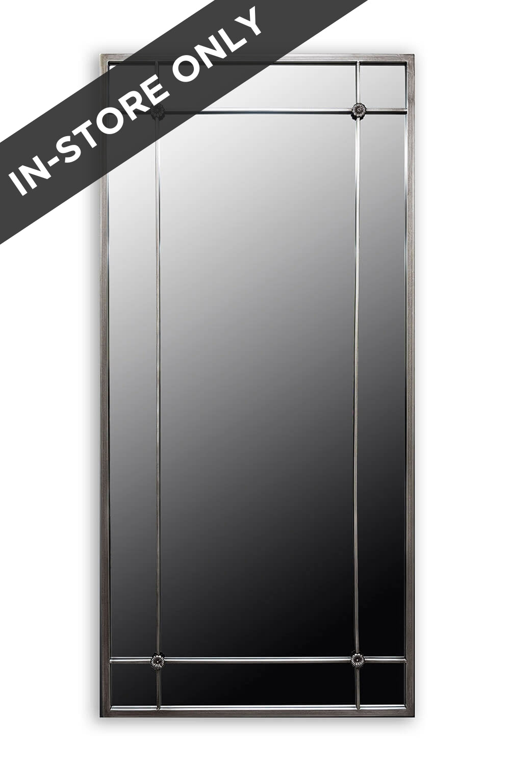 The Grange Collection Accent Metal Frame Mirror 170cm x 80cm - Silver 2 Shaws Department Stores