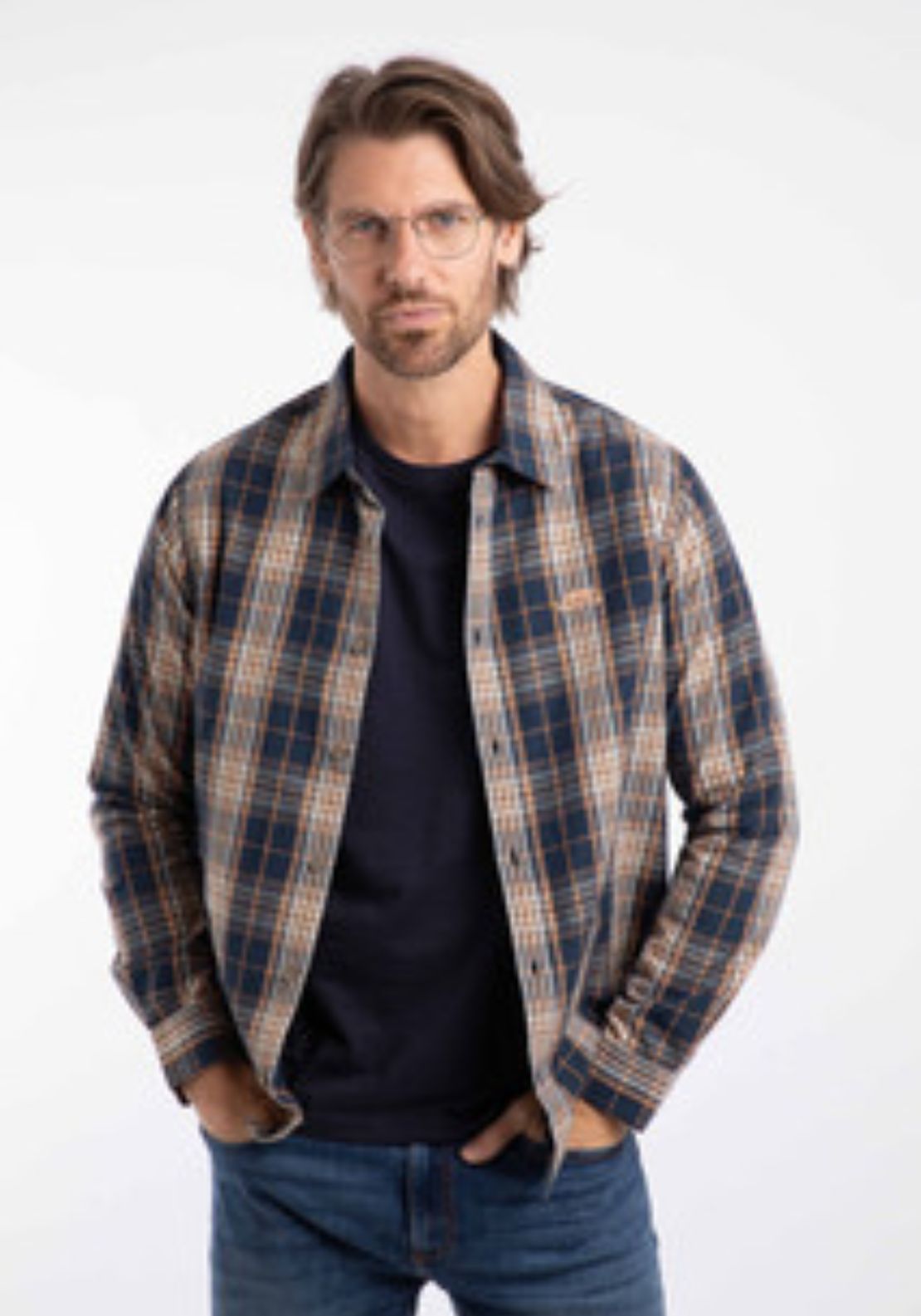 Weird Fish Lando Check Shirt - Blue 1 Shaws Department Stores