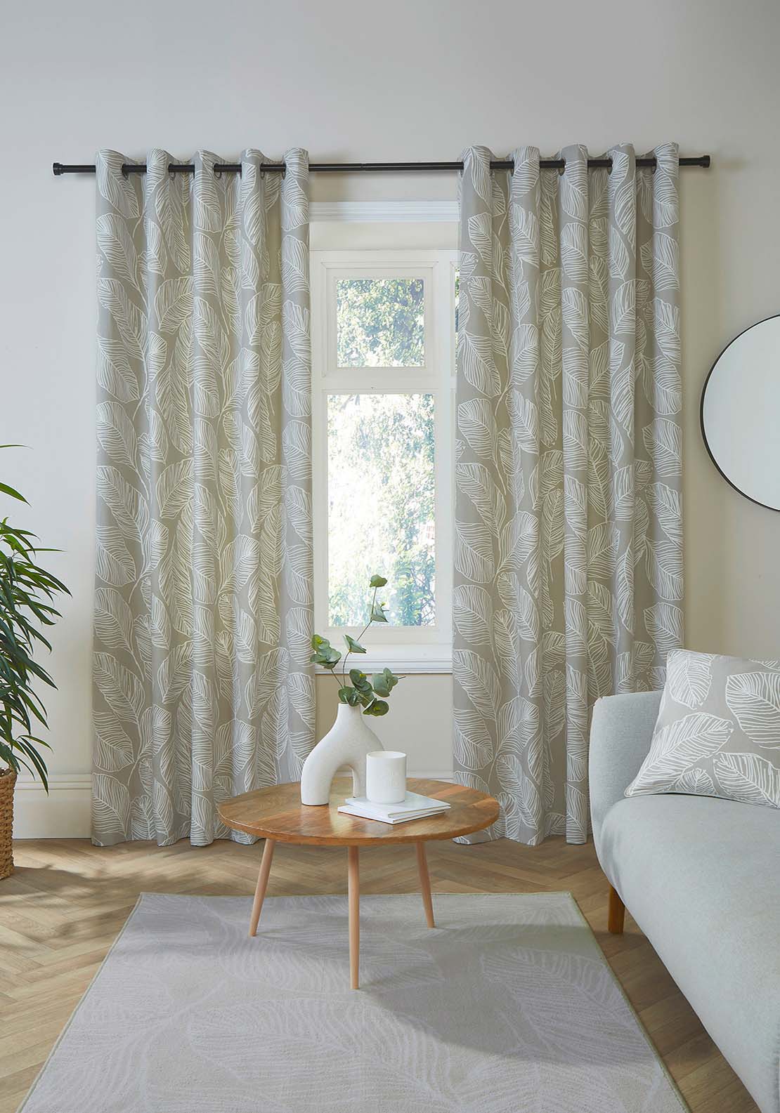 The Home Collection Leaf Ready Made Curtains - Natural 3 Shaws Department Stores