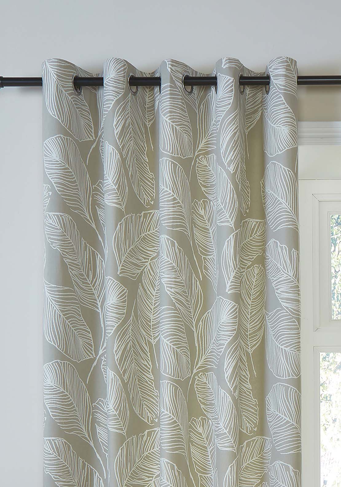 The Home Collection Leaf Ready Made Curtains - Natural 2 Shaws Department Stores
