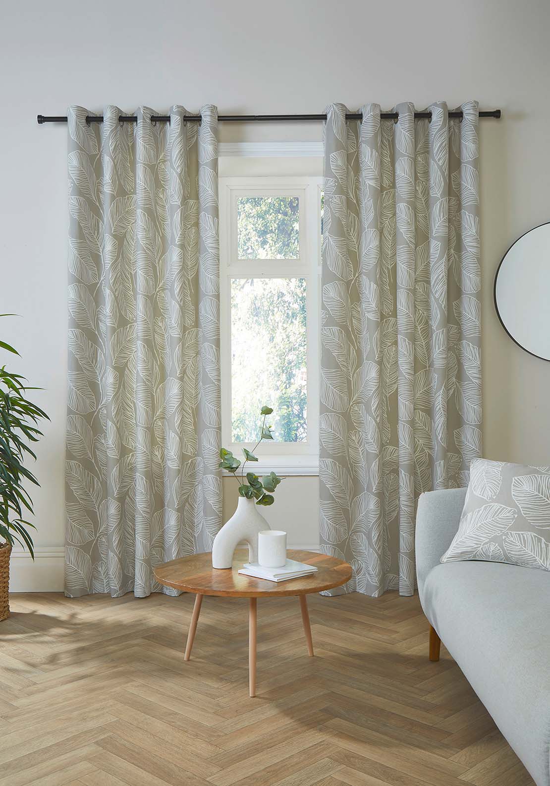 The Home Collection Leaf Ready Made Curtains - Natural 1 Shaws Department Stores