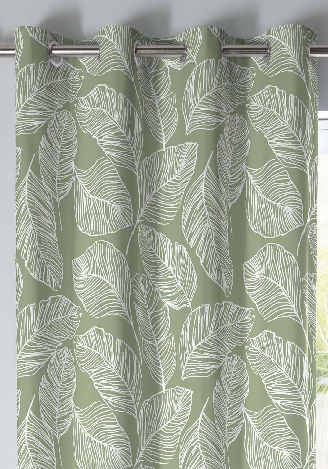The Home Collection Leaf Ready Made Curtains - Green 4 Shaws Department Stores