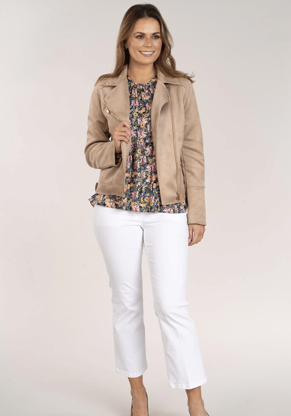 Naoise Faux Suede Jacket - Sand 2 Shaws Department Stores