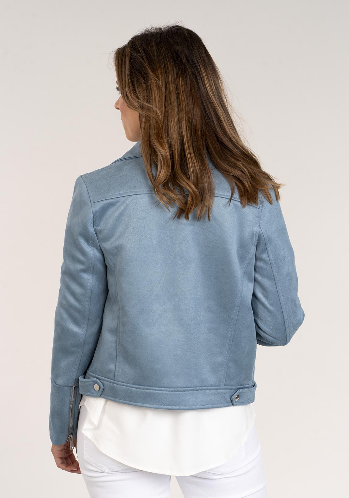 Naoise Faux Suede Jacket - Blue 7 Shaws Department Stores