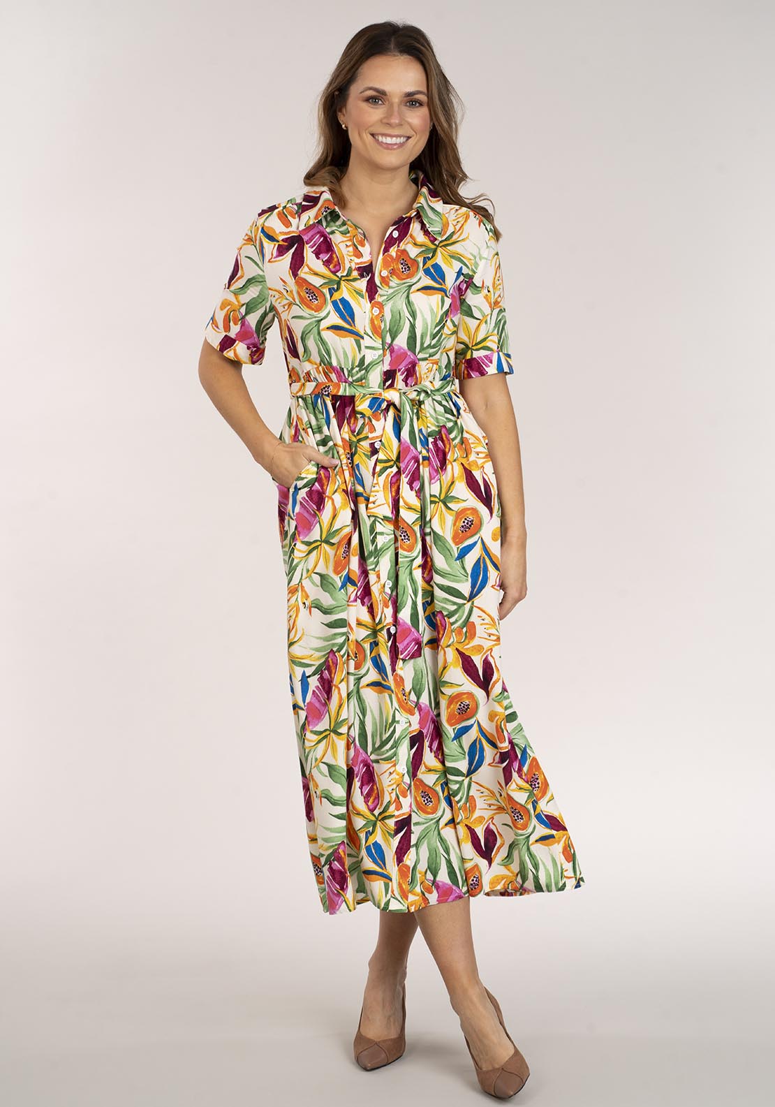 Naoise Tropical Print Dress - Tropical Print 5 Shaws Department Stores