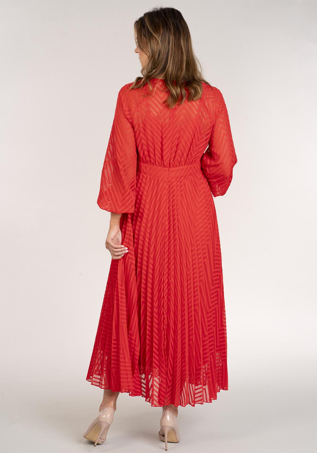 Naoise Textured Dress Long Sleeve - Orange 5 Shaws Department Stores