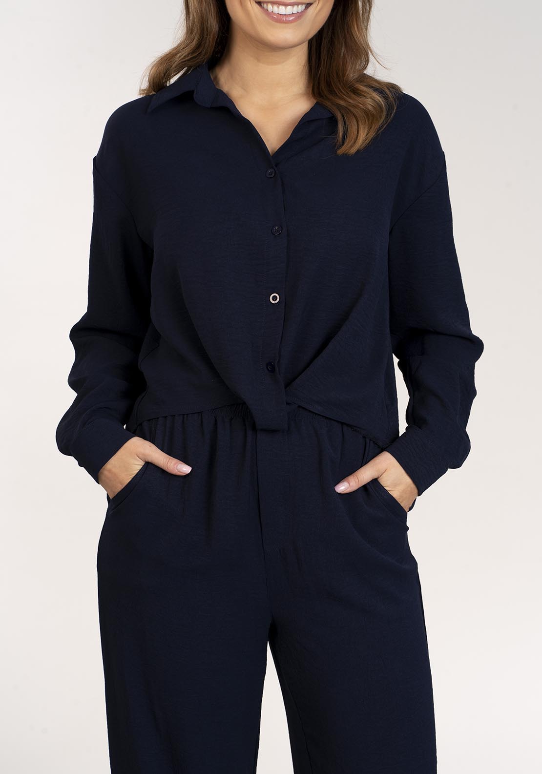 Naoise Twist Shirt - Navy 2 Shaws Department Stores