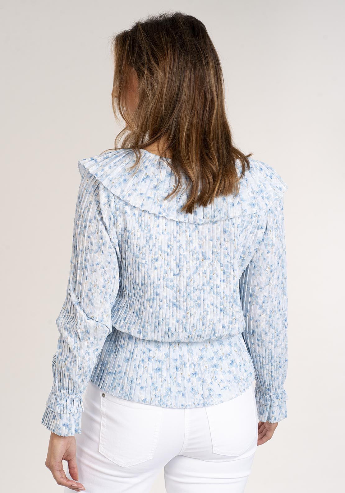 Naoise Pleated Printed Top - Blue 4 Shaws Department Stores