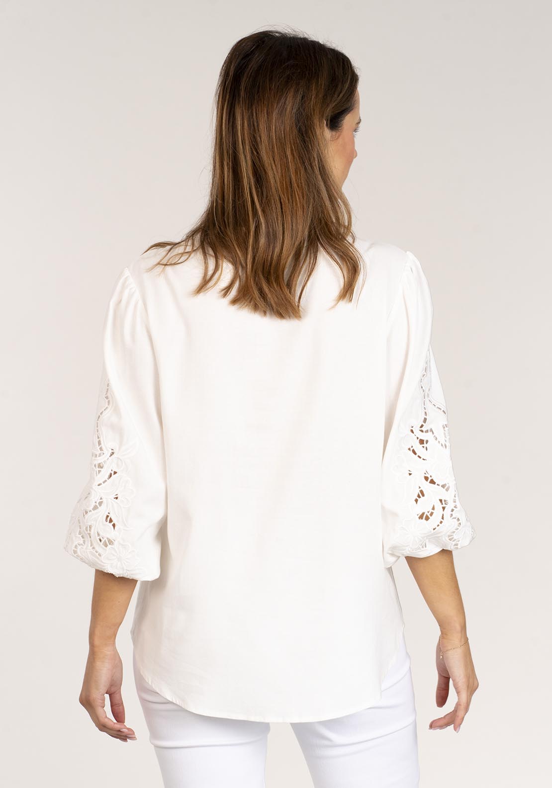 Naoise Linen Mix Embroidered Shirt - White 5 Shaws Department Stores