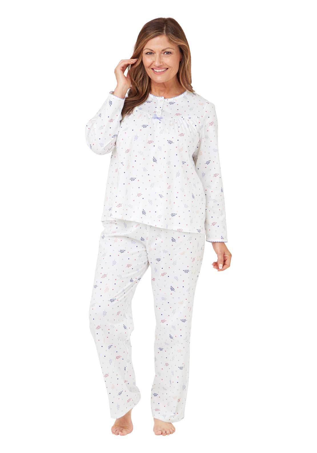 Marlon Long Sleeve Cotton Round Neck Pj - Blue 2 Shaws Department Stores