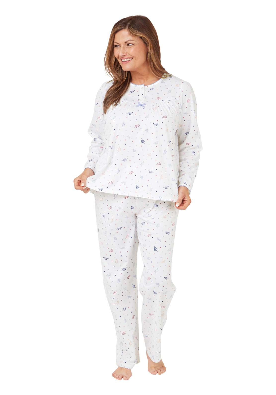 Marlon Long Sleeve Cotton Round Neck Pj - Blue 1 Shaws Department Stores