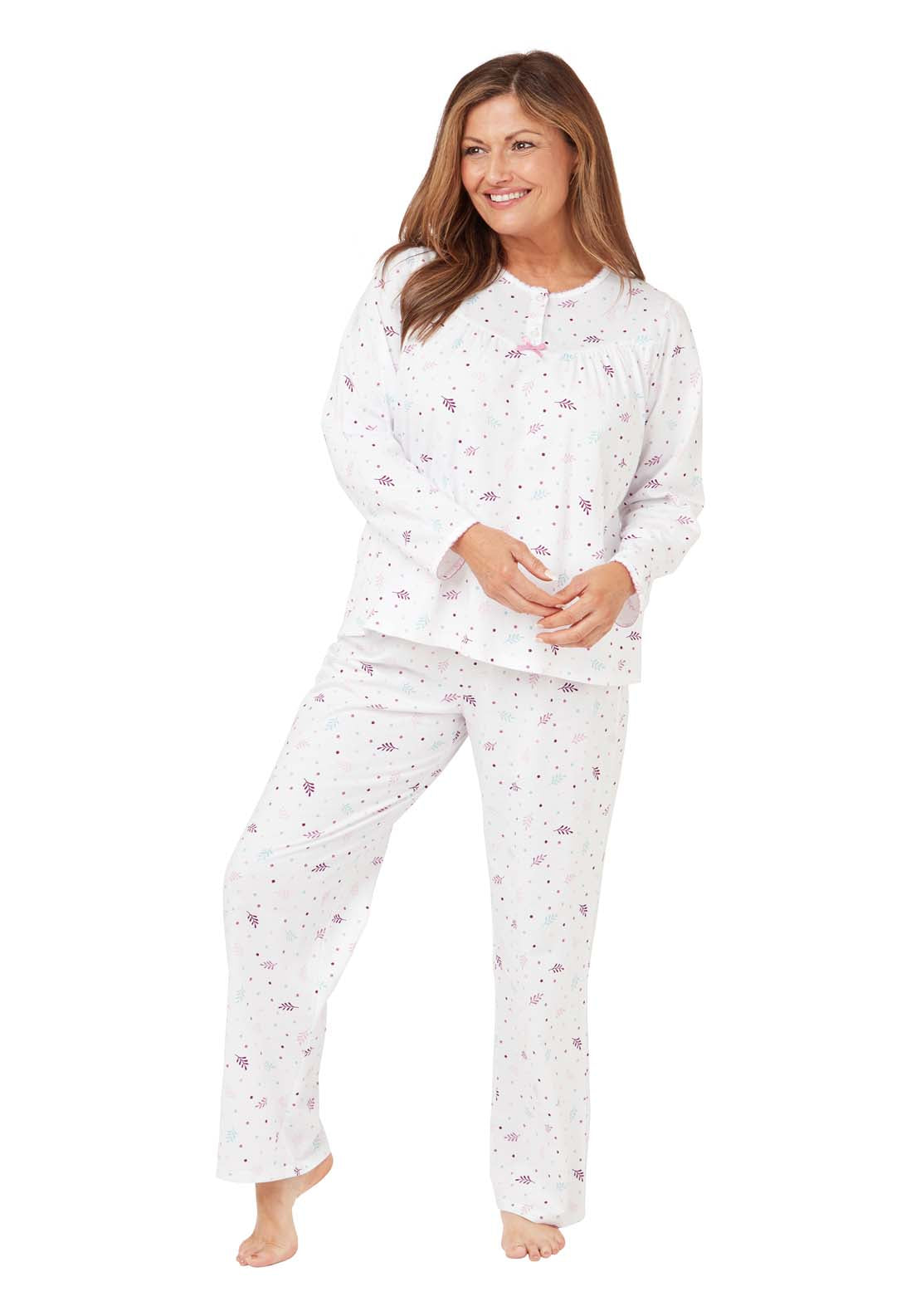 Marlon Long Sleeve Cotton Round Neck Pj - Pink 1 Shaws Department Stores