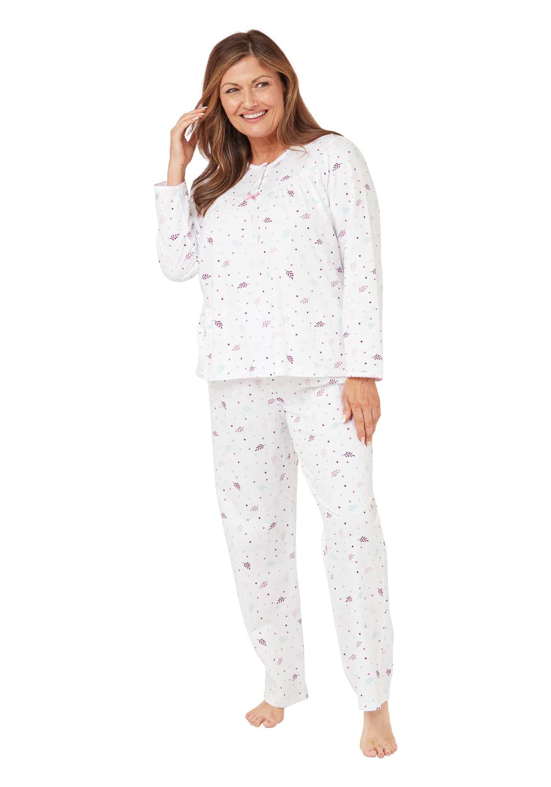 Marlon Long Sleeve Cotton Round Neck Pj - Pink 2 Shaws Department Stores