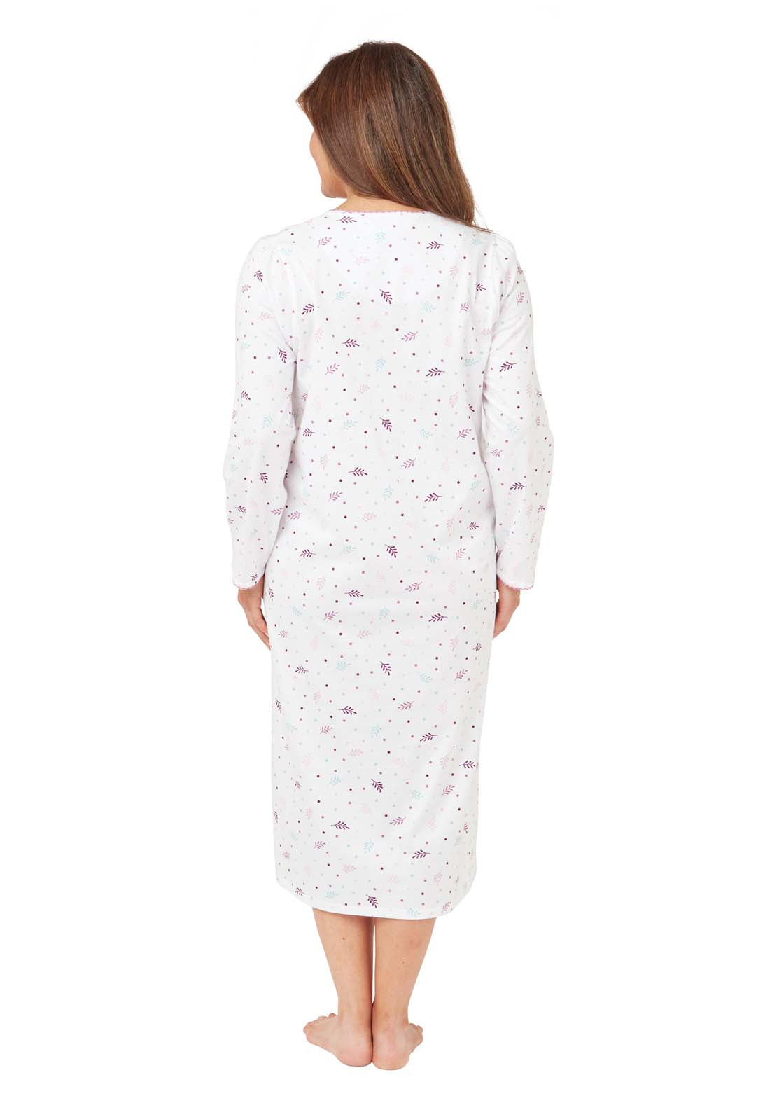 Marlon Long Sleeve Leaf Cotton Night Dress - Pink 3 Shaws Department Stores